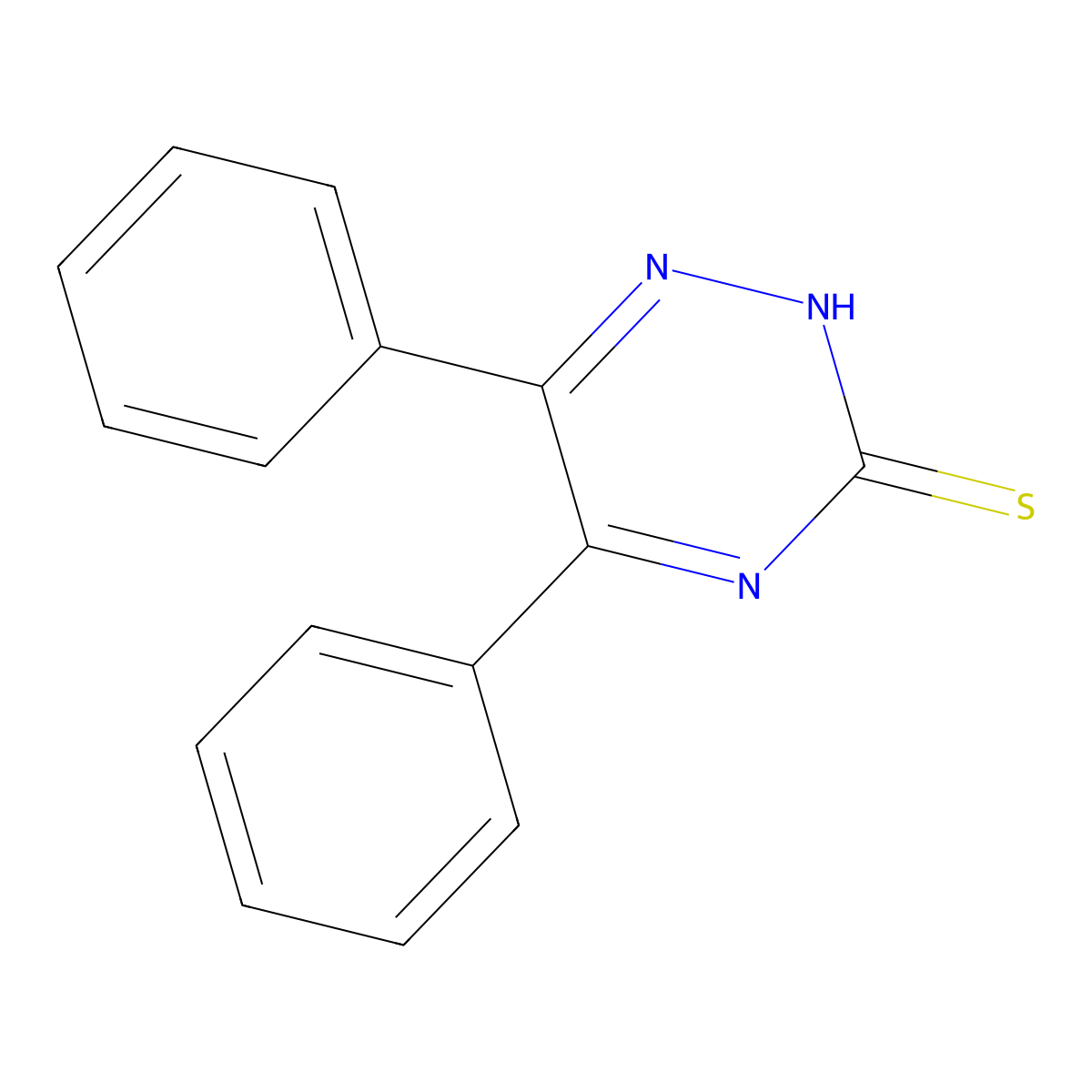 3-Mercapto-5,6-diphenyl-1,2,4-triazine molecular structure, CAS 37469-24-2