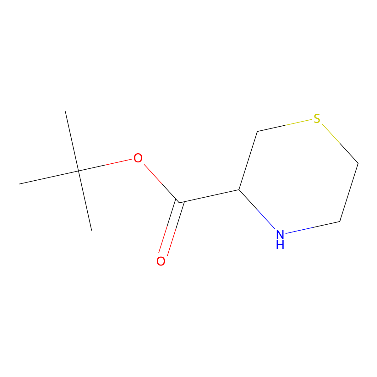Tert-butyl thiomorpholine-3-carboxylate molecular structure, CAS 37469-71-9