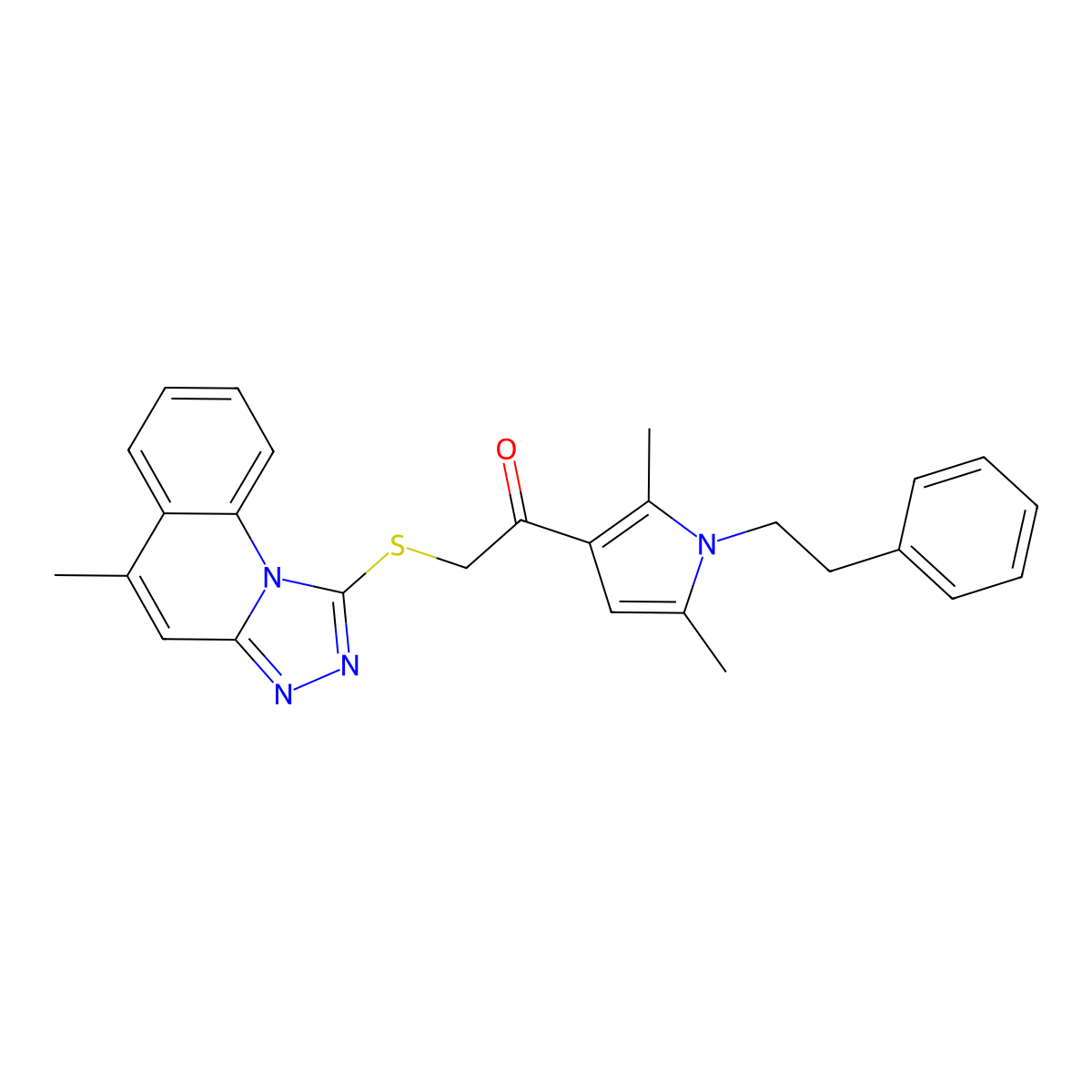 1-[2,5-dimethyl-1-(2-phenylethyl)-1H-pyrrol-3-yl]-2-[(5-methyl[1,2,4]triazolo[4,3-a]quinolin-1-yl)sulfanyl]ethanone molecular structure, CAS 374693-06-8