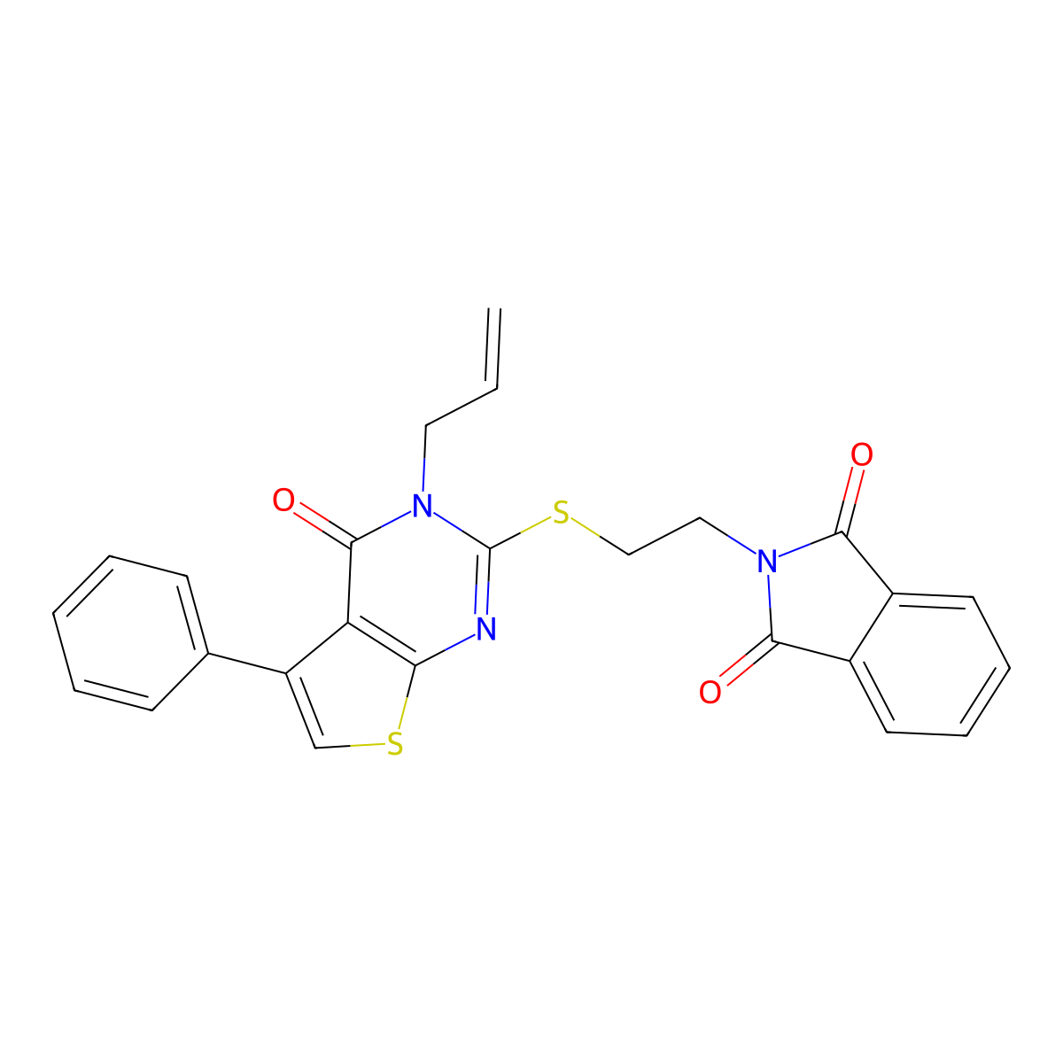 2-[2-(4-Oxo-5-phenyl-3-prop-2-enylthieno[2,3-d]pyrimidin-2-yl)sulfanylethyl]isoindole-1,3-dione molecular structure, CAS 374693-23-9