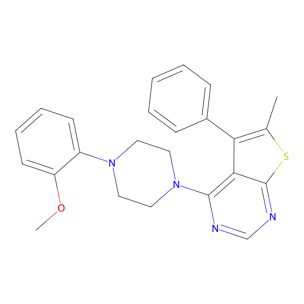 4-[4-(2-Methoxyphenyl)piperazin-1-yl]-6-methyl-5-phenylthieno[2,3-d]pyrimidine molecular structure, CAS 374693-44-4