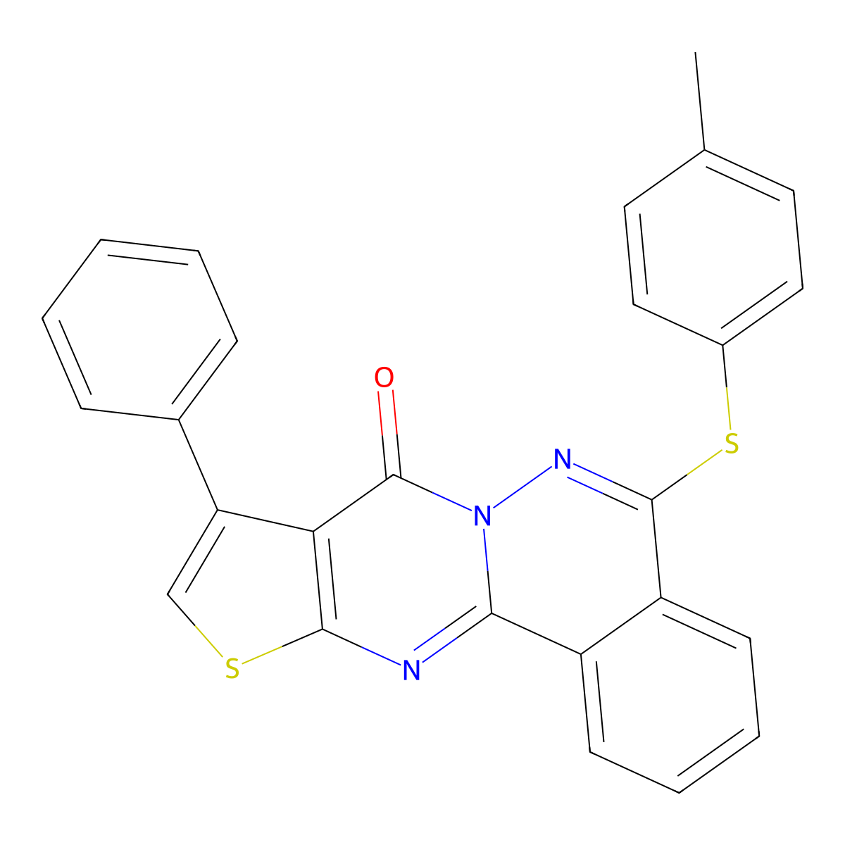 5-[(4-methylphenyl)sulfanyl]-9-phenyl-8H-thieno[2',3':4,5]pyrimido[2,1-a]phthalazin-8-one molecular structure, CAS 374693-52-4