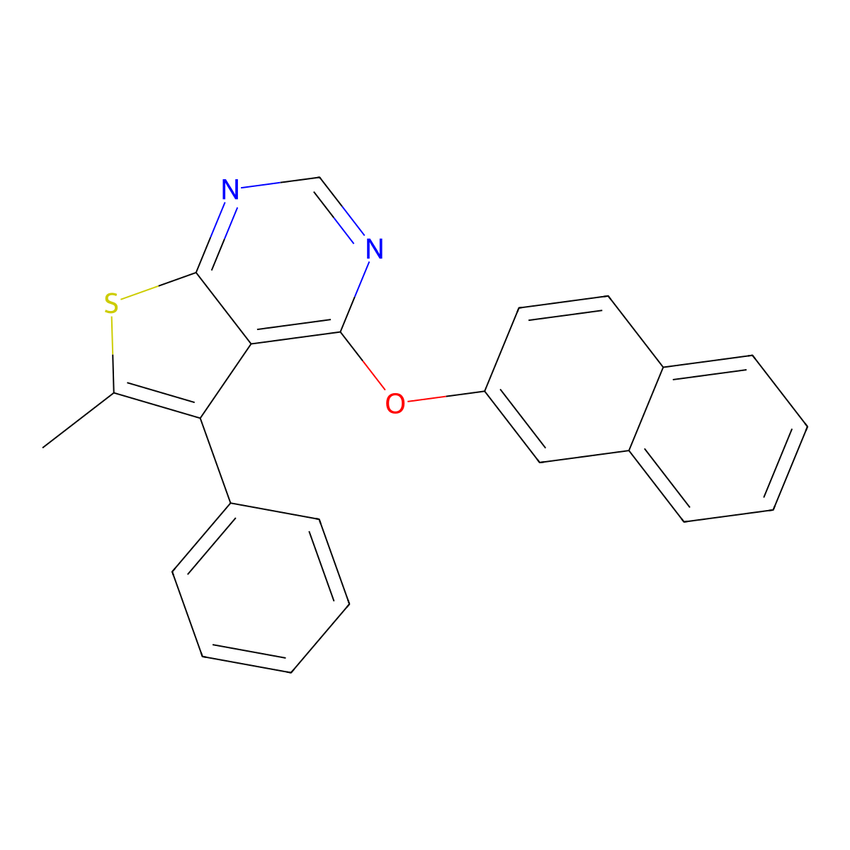 6-Methyl-5-phenylthieno[2,3-d]pyrimidin-4-yl 2-naphthyl ether molecular structure, CAS 374693-59-1