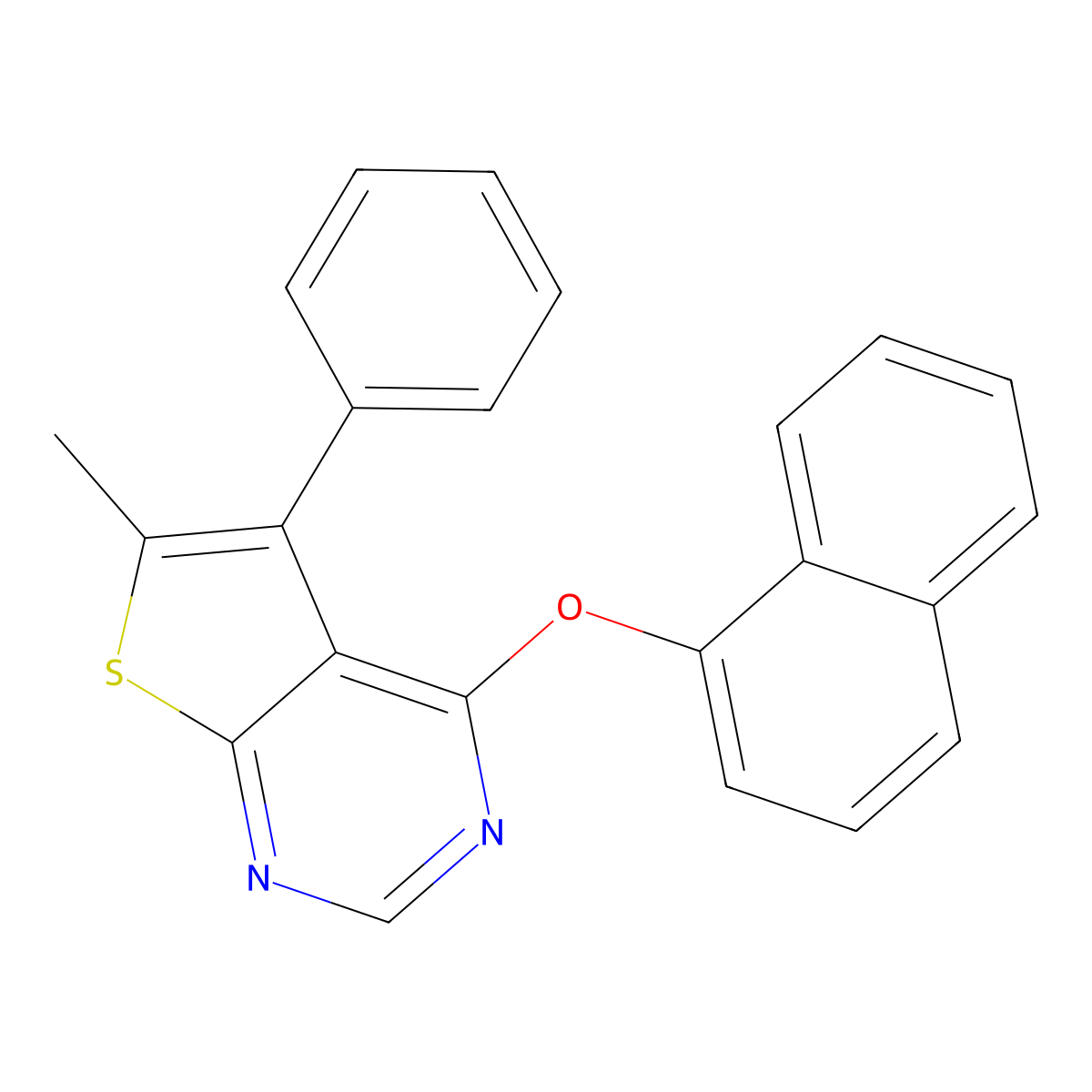 6-Methyl-4-naphthalen-1-yloxy-5-phenylthieno[2,3-d]pyrimidine molecular structure, CAS 374693-60-4
