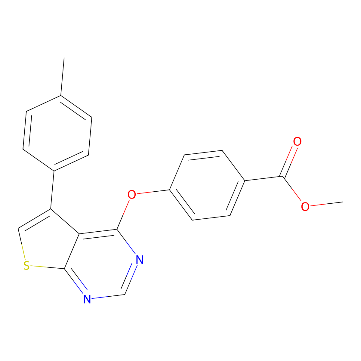 Methyl 4-{[5-(4-methylphenyl)thieno[2,3-d]pyrimidin-4-yl]oxy}benzoate molecular structure, CAS 374693-94-4