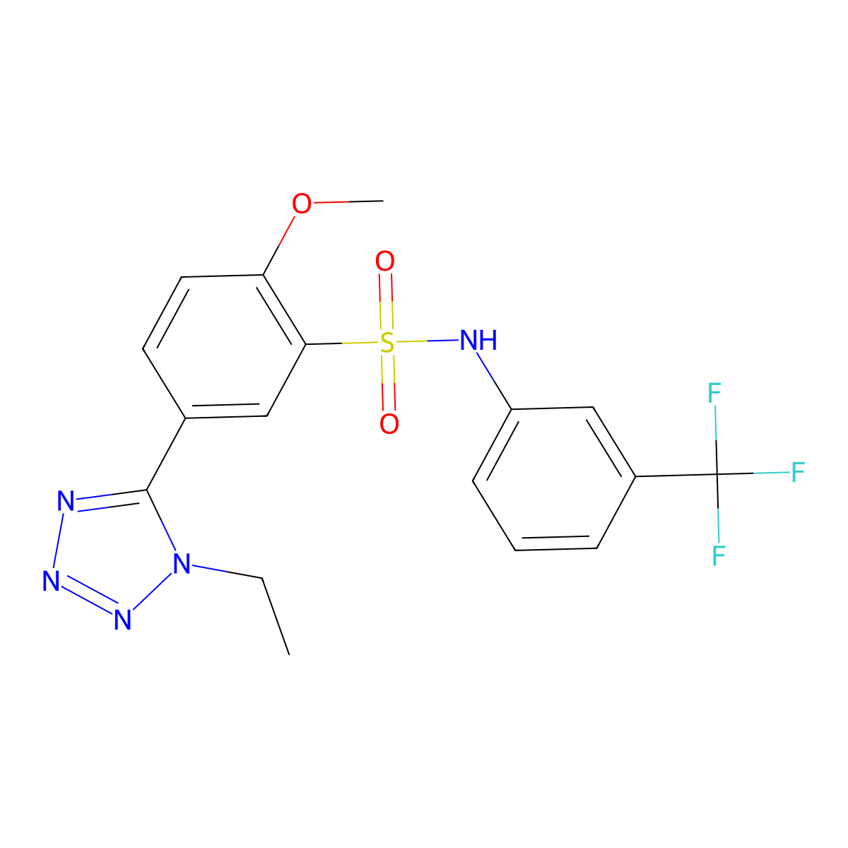 5-(1-ethyltetrazol-5-yl)-2-methoxy-N-[3-(trifluoromethyl)phenyl]benzenesulfonamide molecular structure, CAS 374696-14-7
