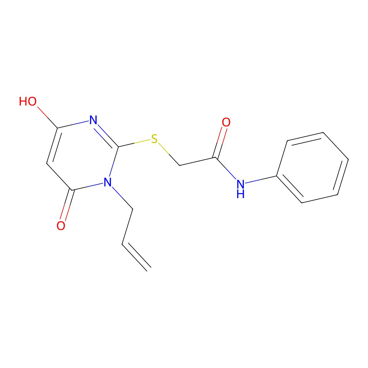 2-((1-allyl-4-hydroxy-6-oxo-1,6-dihydropyrimidin-2-yl)thio)-N-phenylacetamide molecular structure, CAS 374696-28-3