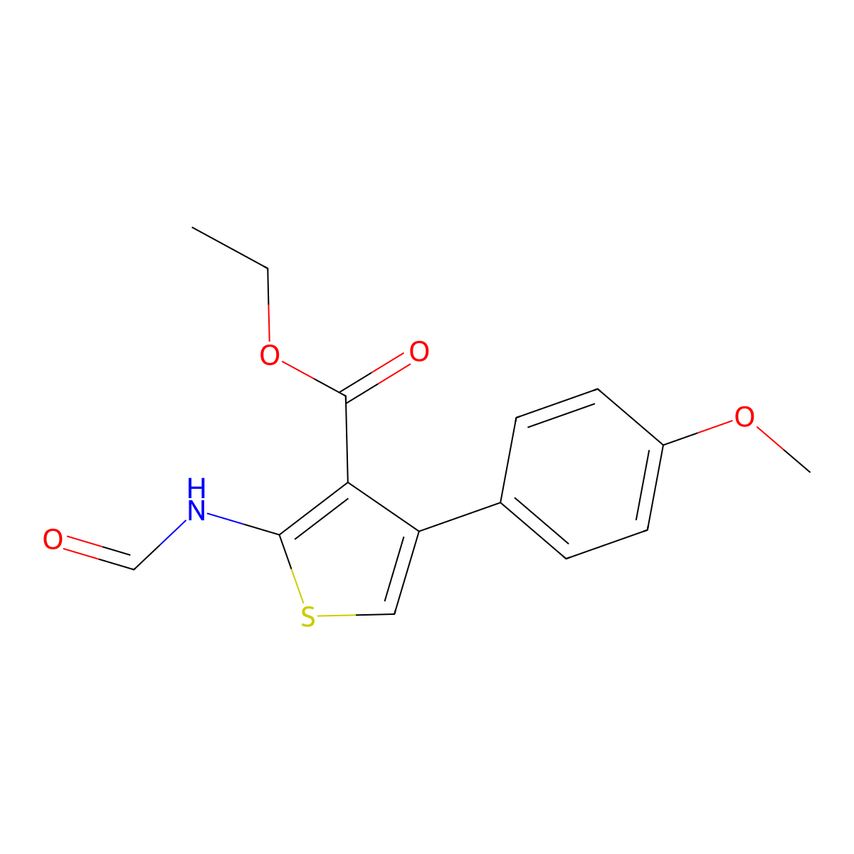 Ethyl 2-formamido-4-(4-methoxyphenyl)thiophene-3-carboxylate molecular structure, CAS 374696-82-9
