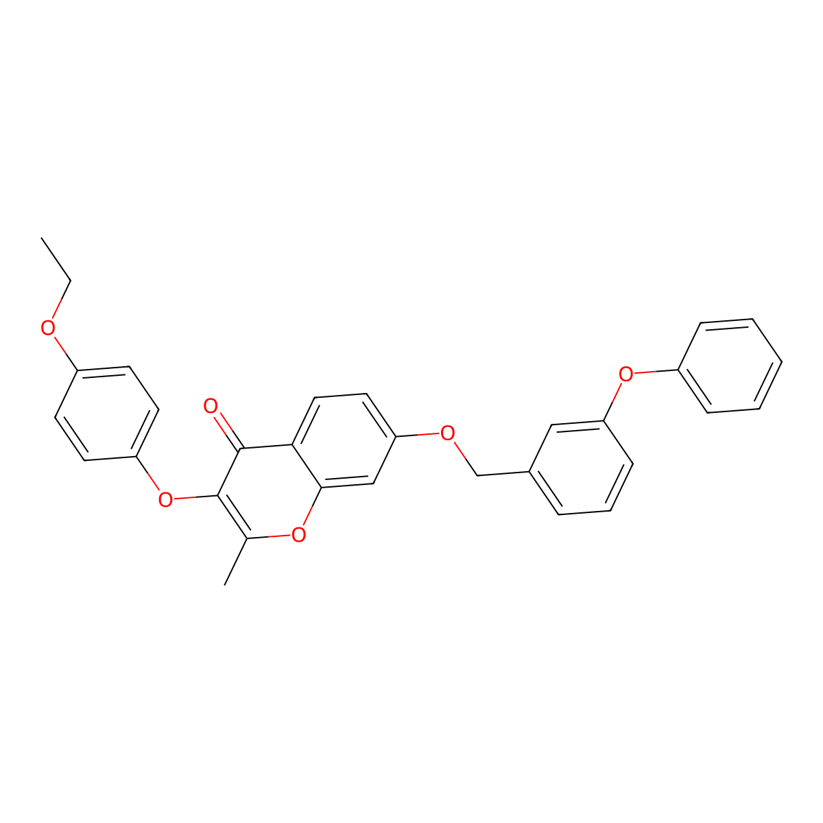 3-(4-ethoxyphenoxy)-2-methyl-7-[(3-phenoxybenzyl)oxy]-4H-chromen-4-one molecular structure, CAS 374698-11-0