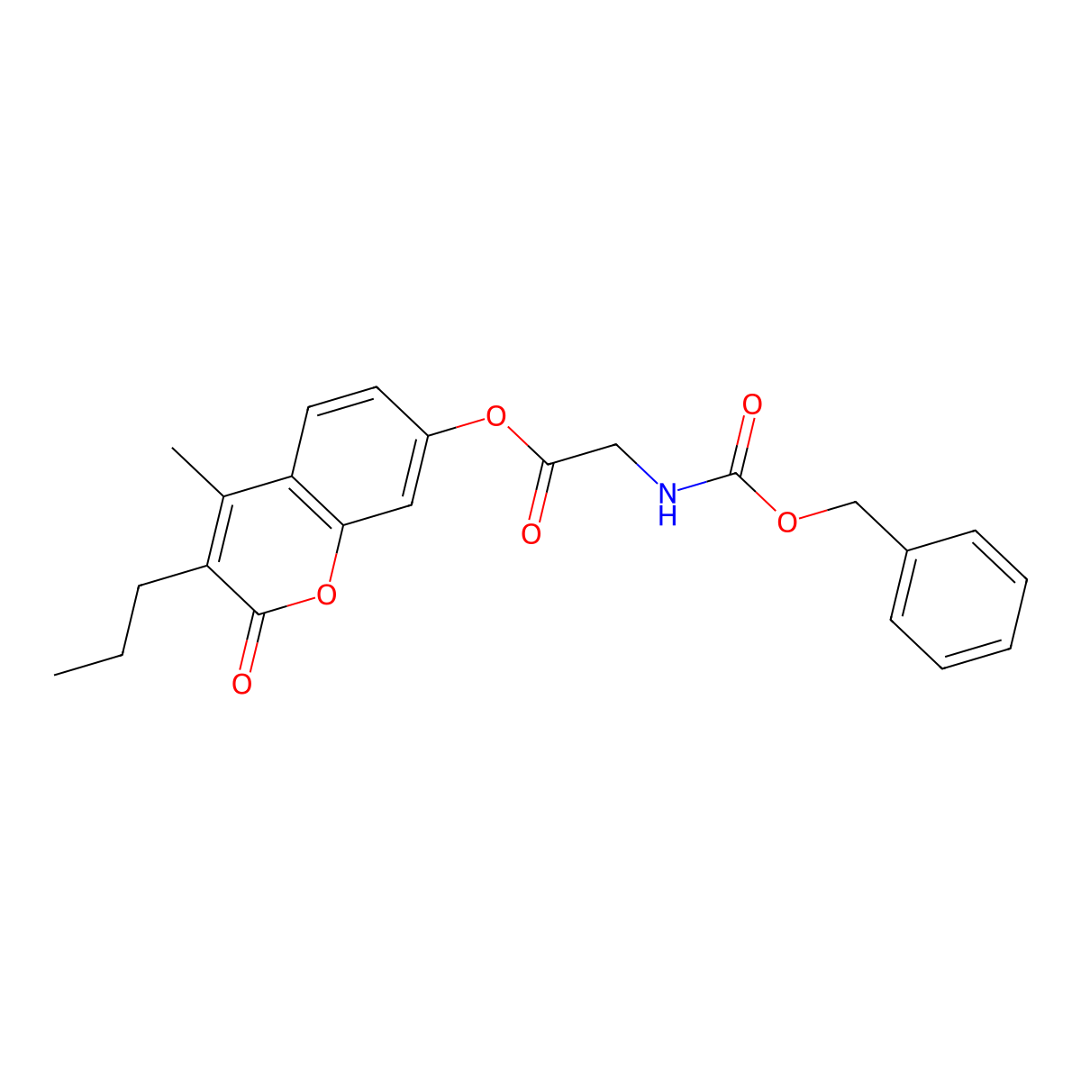 4-methyl-2-oxo-3-propyl-2H-chromen-7-yl N-[(benzyloxy)carbonyl]glycinate molecular structure, CAS 374698-78-9