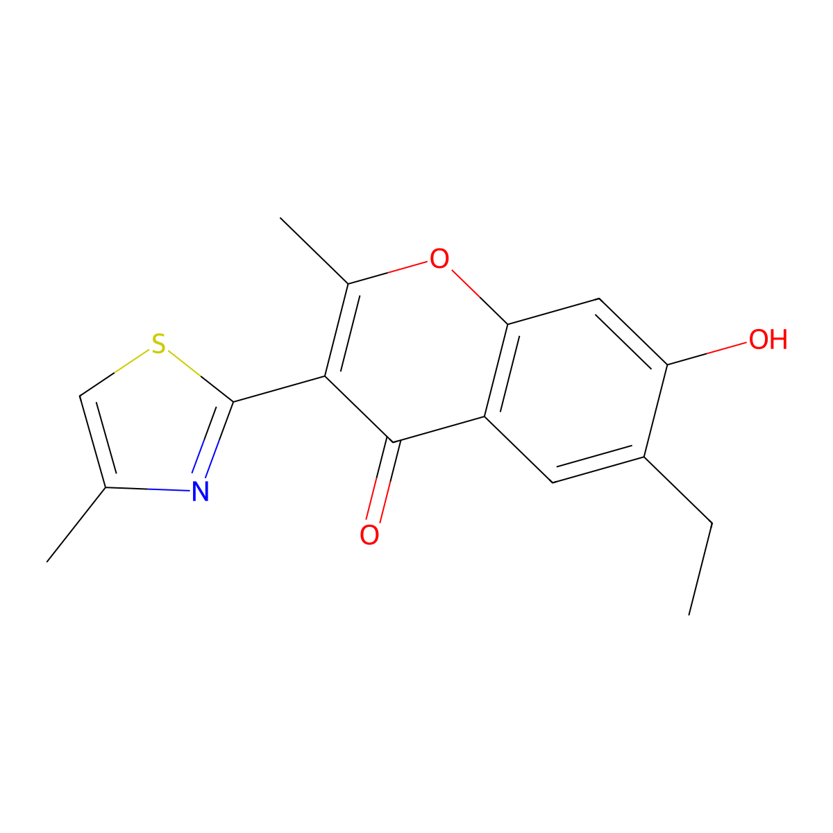 6-ethyl-7-hydroxy-2-methyl-3-(4-methyl-1,3-thiazol-2-yl)-4H-chromen-4-one molecular structure, CAS 374699-31-7