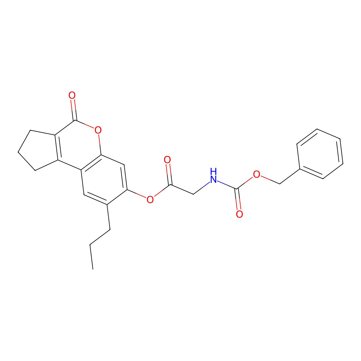 4-oxo-8-propyl-1,2,3,4-tetrahydrocyclopenta[c]chromen-7-yl N-[(benzyloxy)carbonyl]glycinate molecular structure, CAS 374699-79-3
