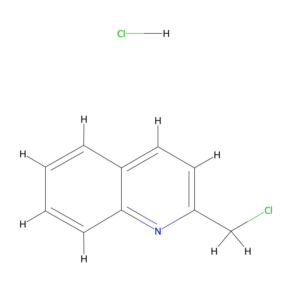 2-(Chloromethyl)quinoline hydrochloride molecular structure, CAS 3747-74-8