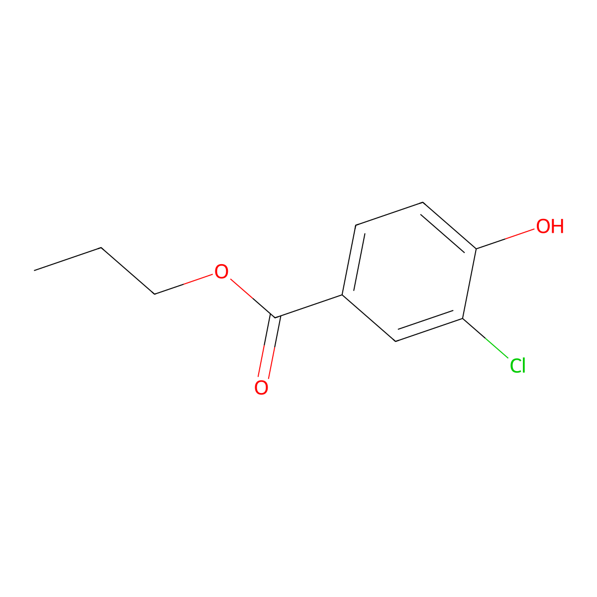 Propyl 3-chloro-4-hydroxybenzoate molecular structure, CAS 37470-49-8
