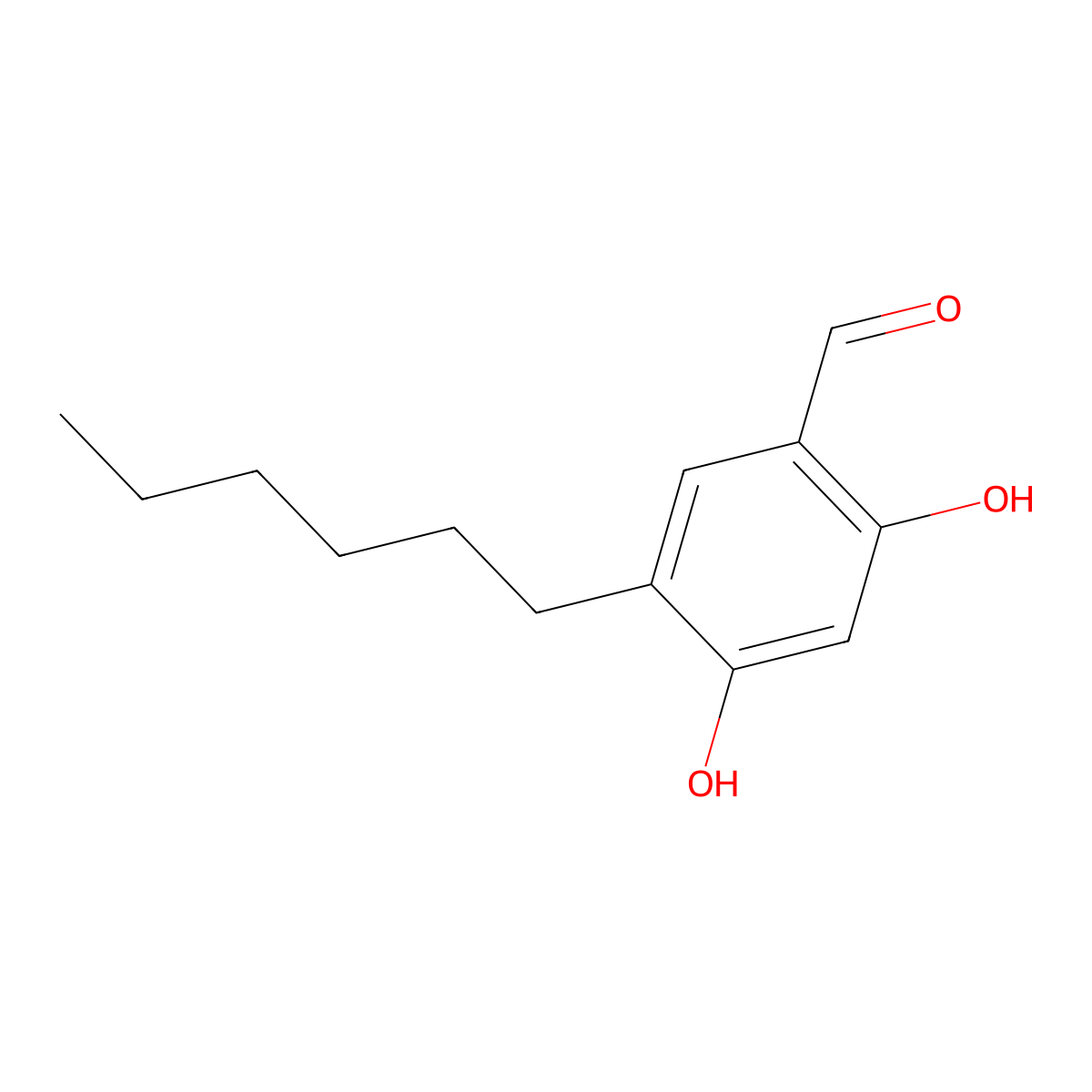 Benzaldehyde, 2,4-dihydroxy-5-hexyl- molecular structure, CAS 37470-87-4