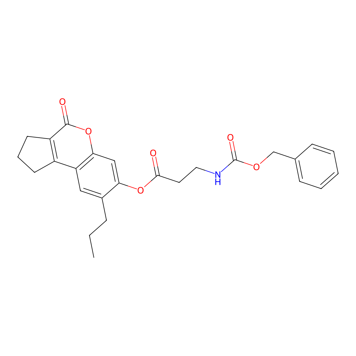 4-oxo-8-propyl-1,2,3,4-tetrahydrocyclopenta[c]chromen-7-yl N-[(benzyloxy)carbonyl]-beta-alaninate molecular structure, CAS 374700-00-2