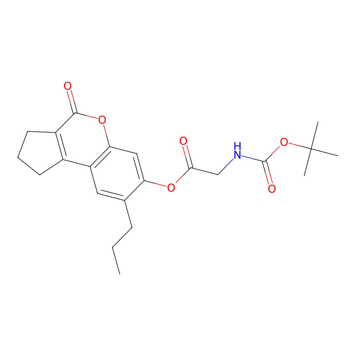 4-oxo-8-propyl-1,2,3,4-tetrahydrocyclopenta[c]chromen-7-yl N-(tert-butoxycarbonyl)glycinate molecular structure, CAS 374700-47-7