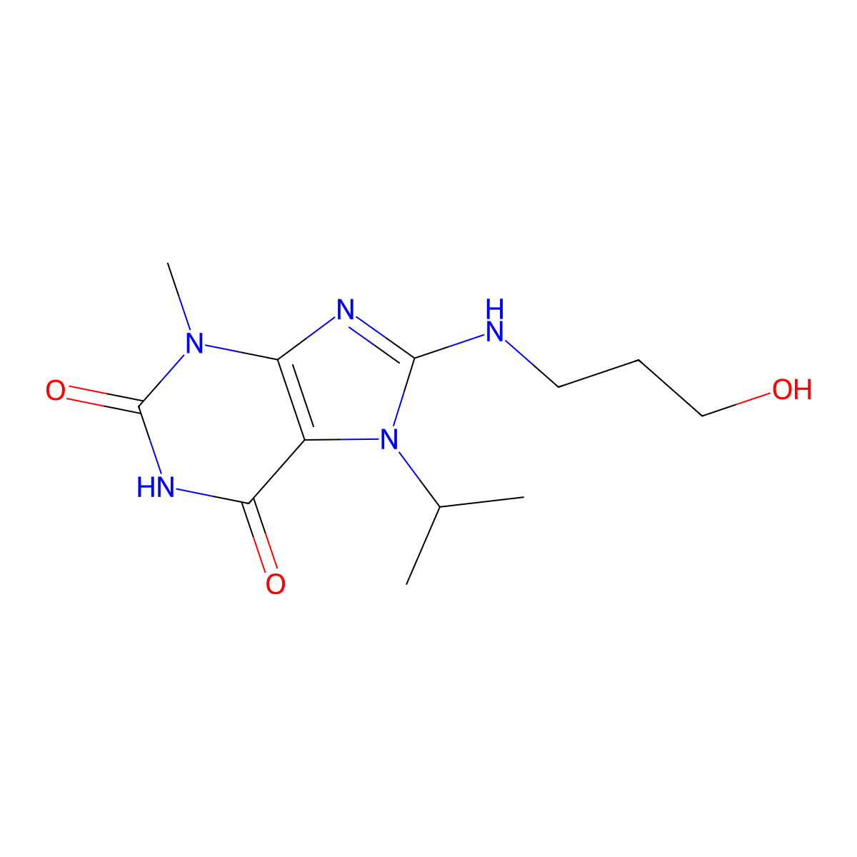 8-((3-hydroxypropyl)amino)-7-isopropyl-3-methyl-1H-purine-2,6(3H,7H)-dione molecular structure, CAS 374700-74-0