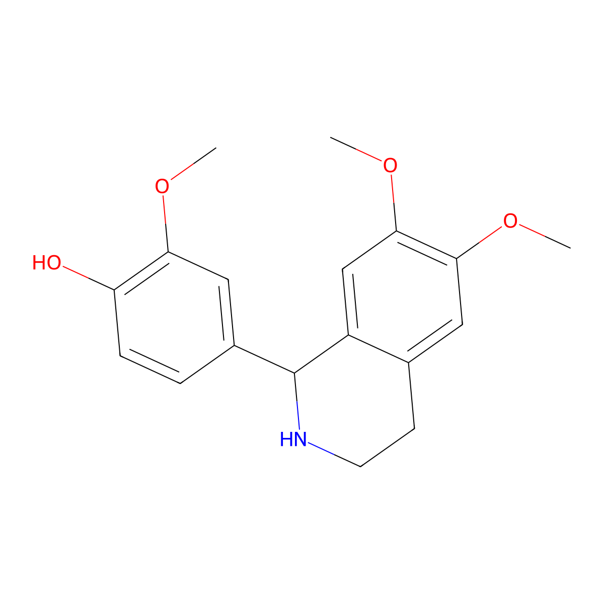 4-(6,7-Dimethoxy-1,2,3,4-tetrahydroisoquinolin-1-yl)-2-methoxyphenol molecular structure, CAS 374700-78-4