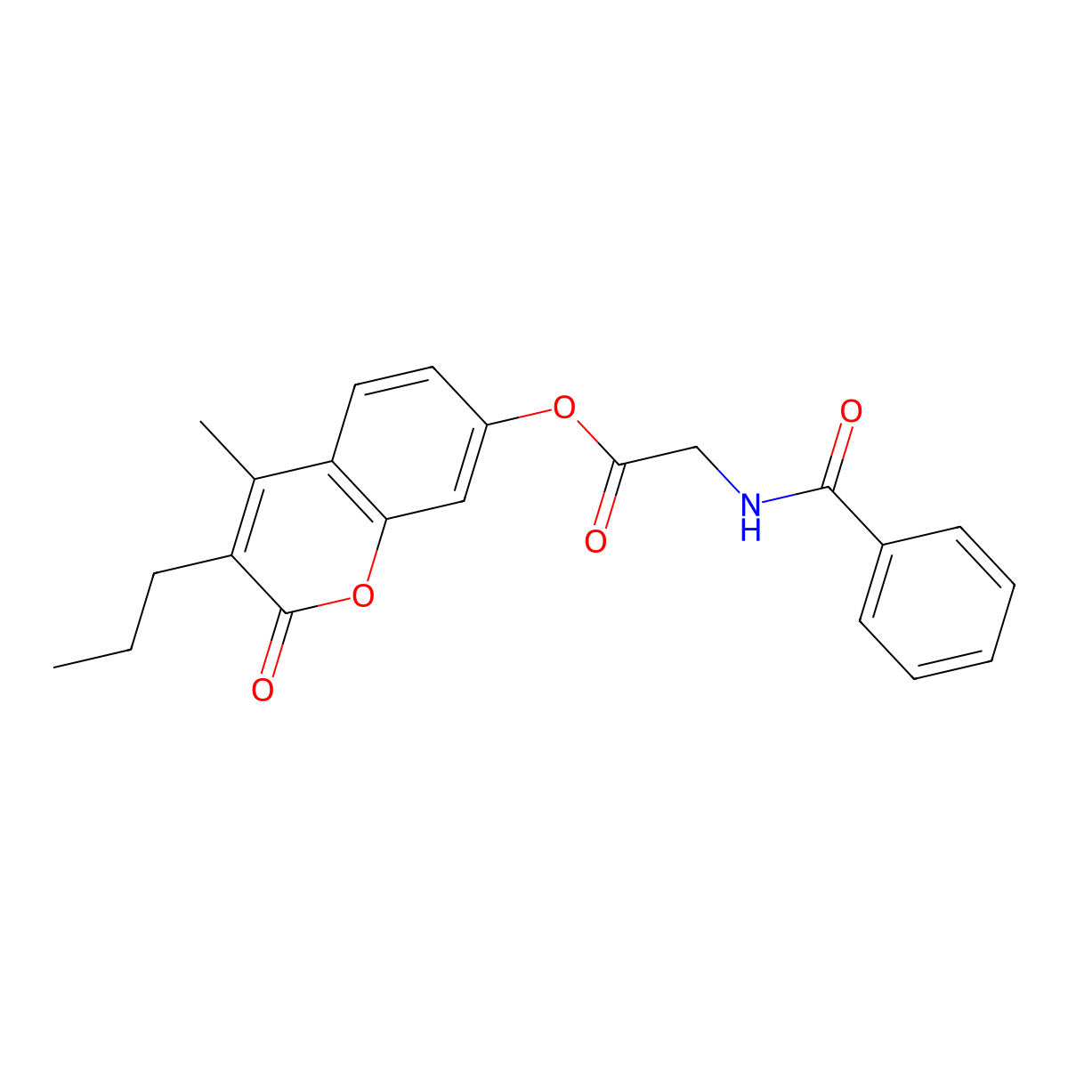 4-methyl-2-oxo-3-propyl-2H-chromen-7-yl 2-(benzoylamino)acetate molecular structure, CAS 374701-14-1