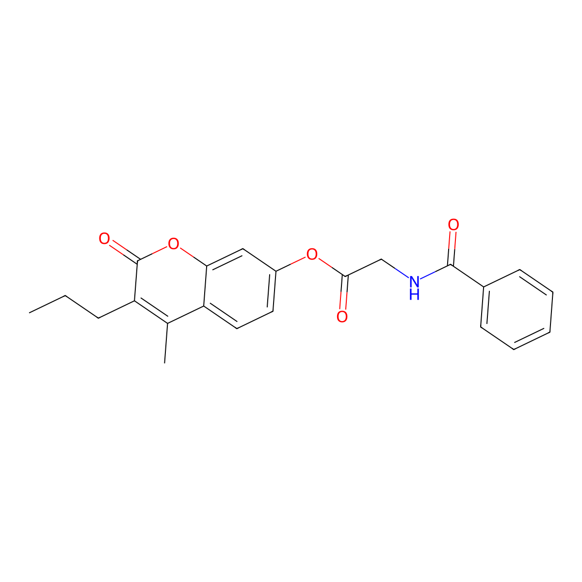 4-methyl-2-oxo-3-propyl-2H-chromen-7-yl 2-(benzoylamino)acetate molecular structure, CAS 374701-14-1