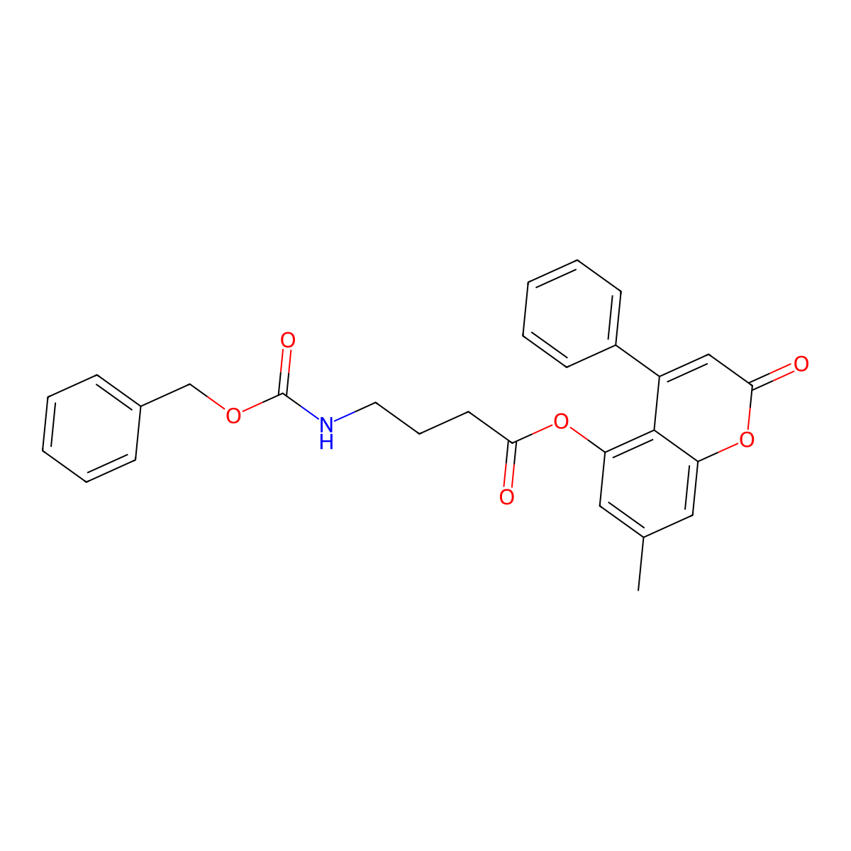 7-methyl-2-oxo-4-phenyl-2H-chromen-5-yl 4-{[(benzyloxy)carbonyl]amino}butanoate molecular structure, CAS 374701-18-5