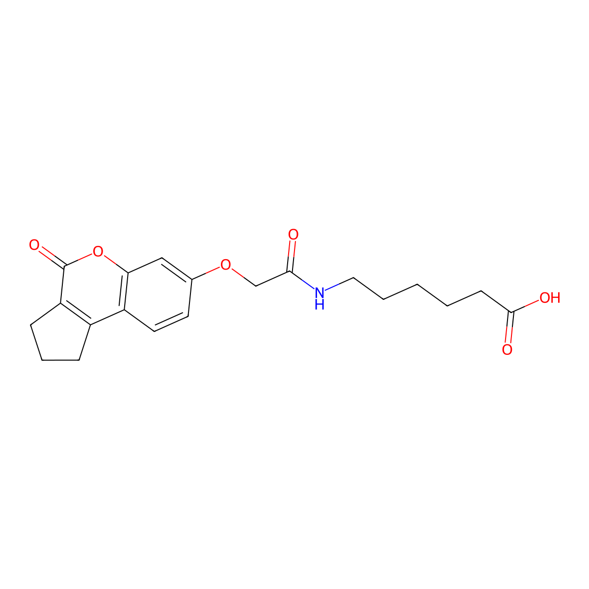 6-({[(4-Oxo-1,2,3,4-tetrahydrocyclopenta[c]chromen-7-yl)oxy]acetyl}amino)hexanoic acid molecular structure, CAS 374701-20-9