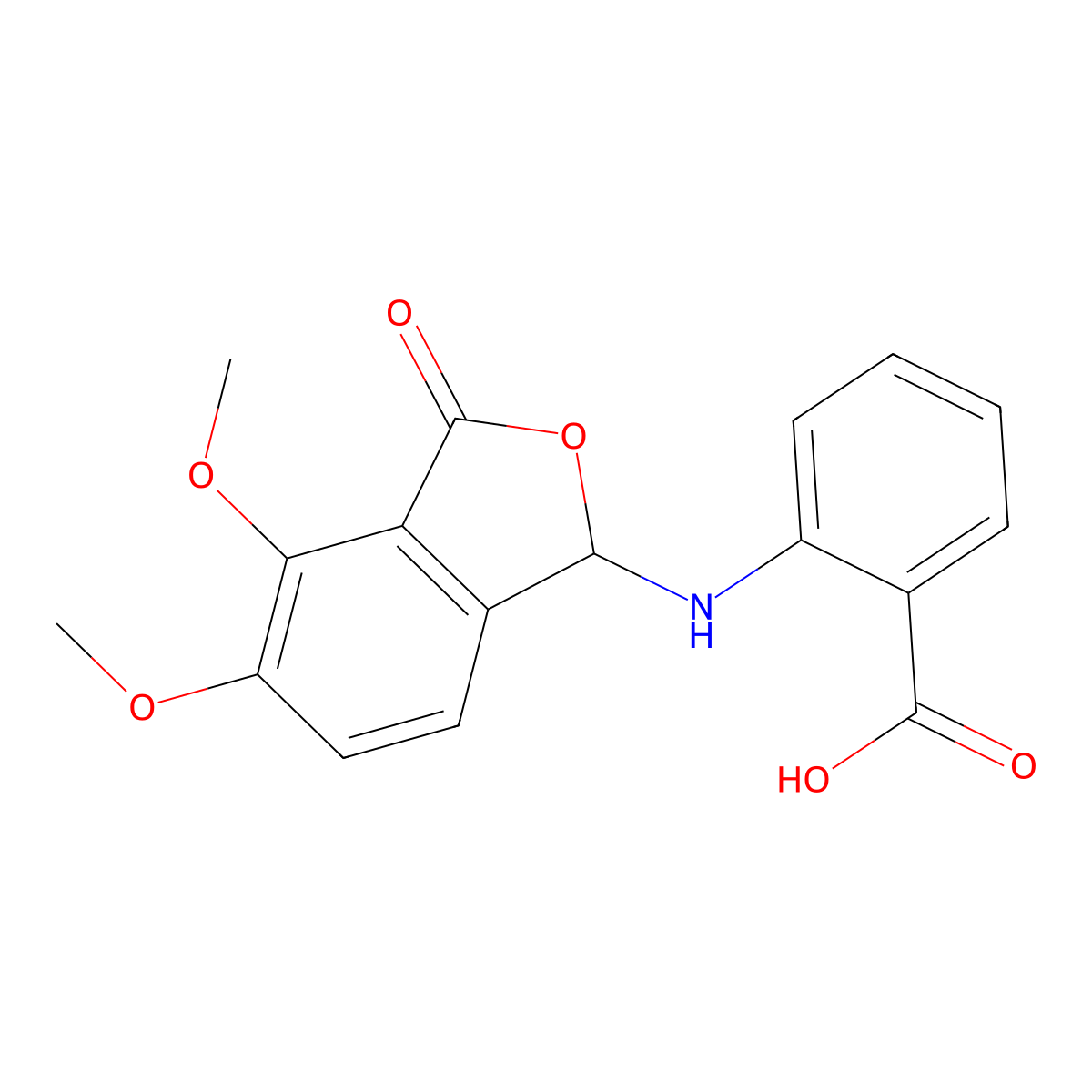 2-[(4,5-Dimethoxy-3-oxo-1,3-dihydro-2-benzofuran-1-yl)amino]benzoic acid molecular structure, CAS 374701-39-0