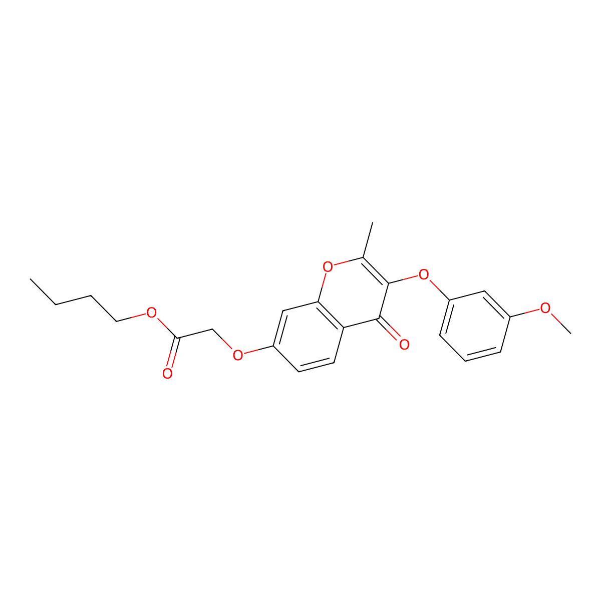 butyl {[3-(3-methoxyphenoxy)-2-methyl-4-oxo-4H-chromen-7-yl]oxy}acetate molecular structure, CAS 374701-67-4
