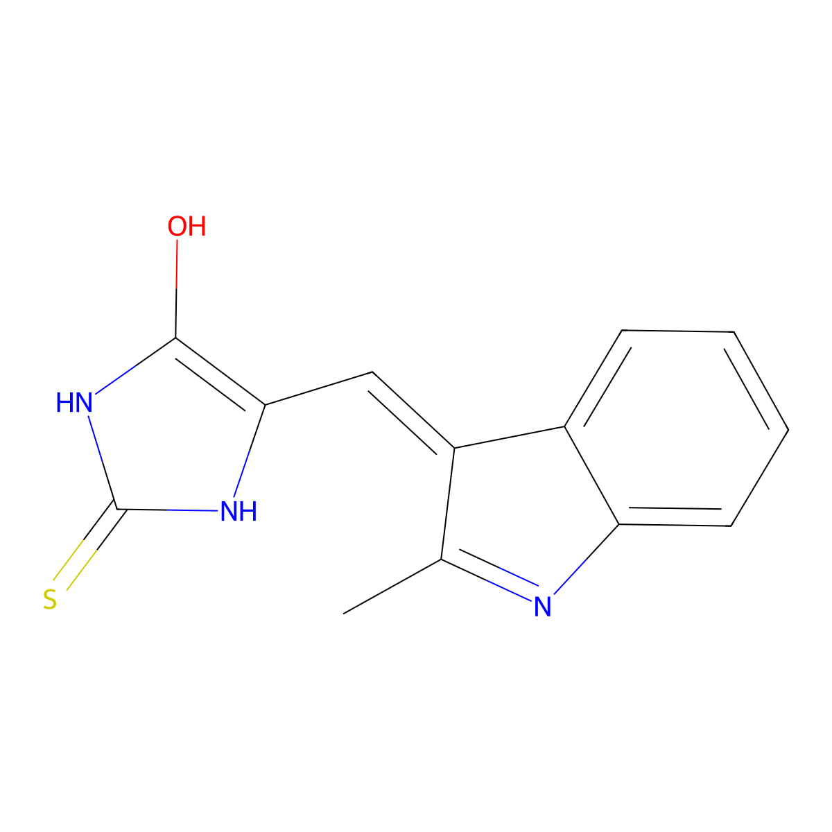 4-Hydroxy-5-[(2-methylindol-3-ylidene)methyl]-1,3-dihydroimidazole-2-thione molecular structure, CAS 374703-78-3