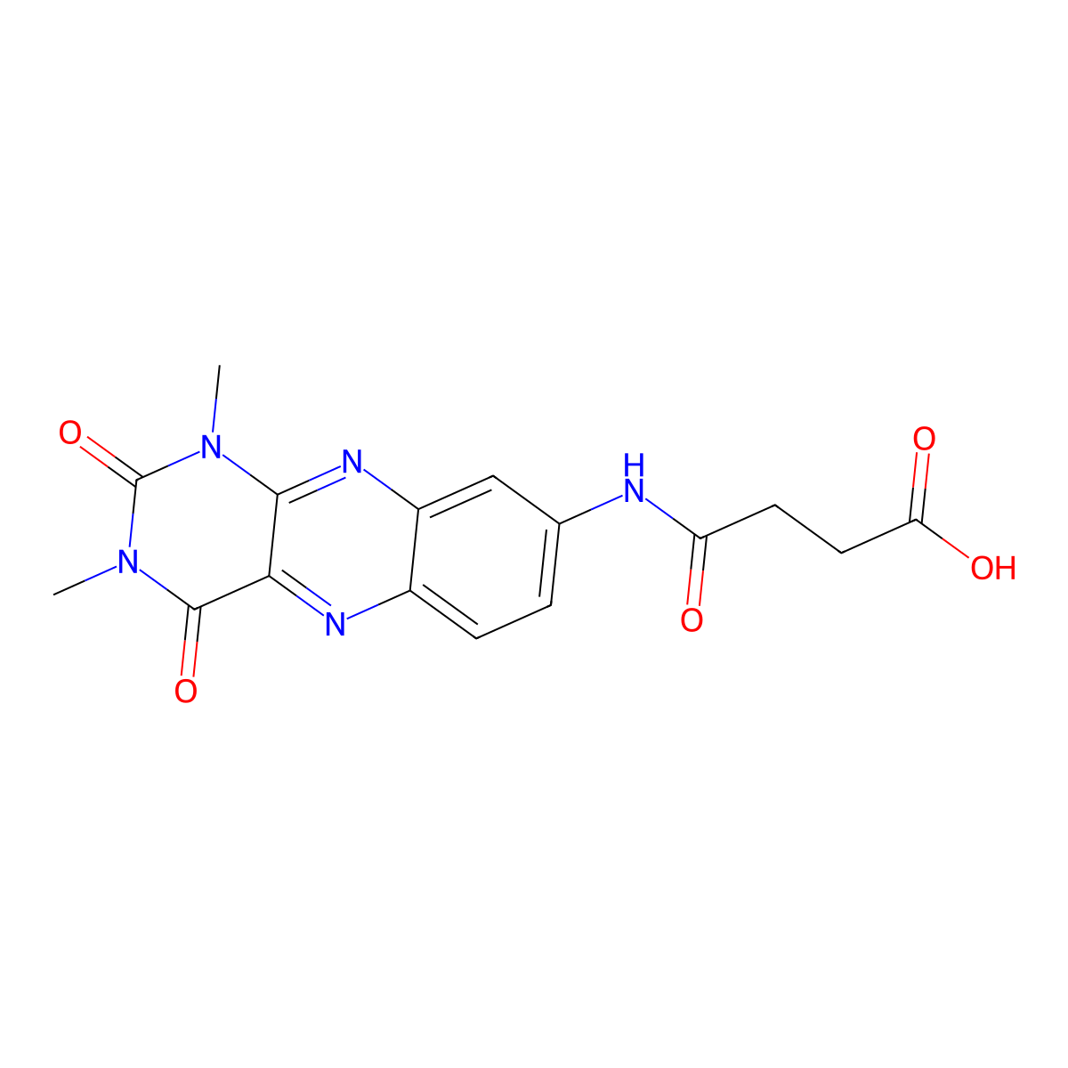 4-((1,3-Dimethyl-2,4-dioxo-1,2,3,4-tetrahydrobenzo[g]pteridin-8-yl)amino)-4-oxobutanoic acid molecular structure, CAS 374704-40-2