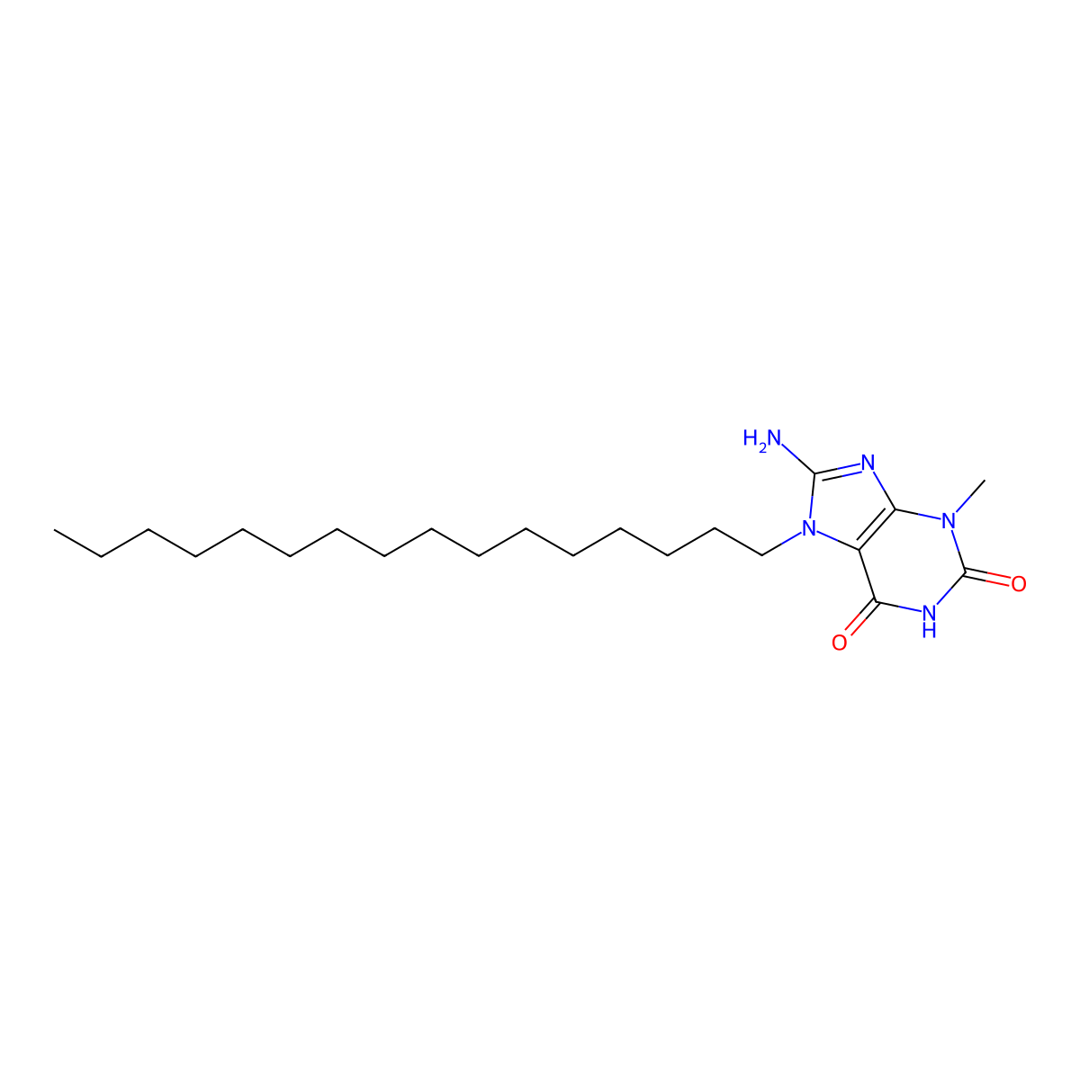 8-amino-7-hexadecyl-3-methyl-3,7-dihydro-1H-purine-2,6-dione molecular structure, CAS 374704-42-4