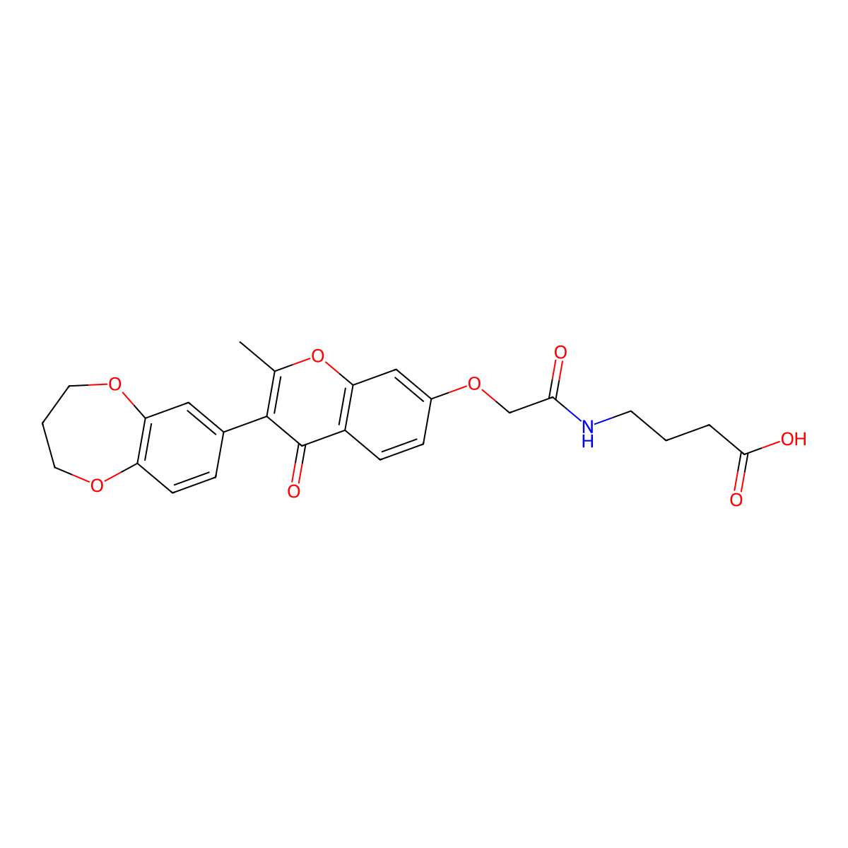 4-[({[3-(3,4-dihydro-2H-1,5-benzodioxepin-7-yl)-2-methyl-4-oxo-4H-chromen-7-yl]oxy}acetyl)amino]butanoic acid molecular structure, CAS 374704-43-5