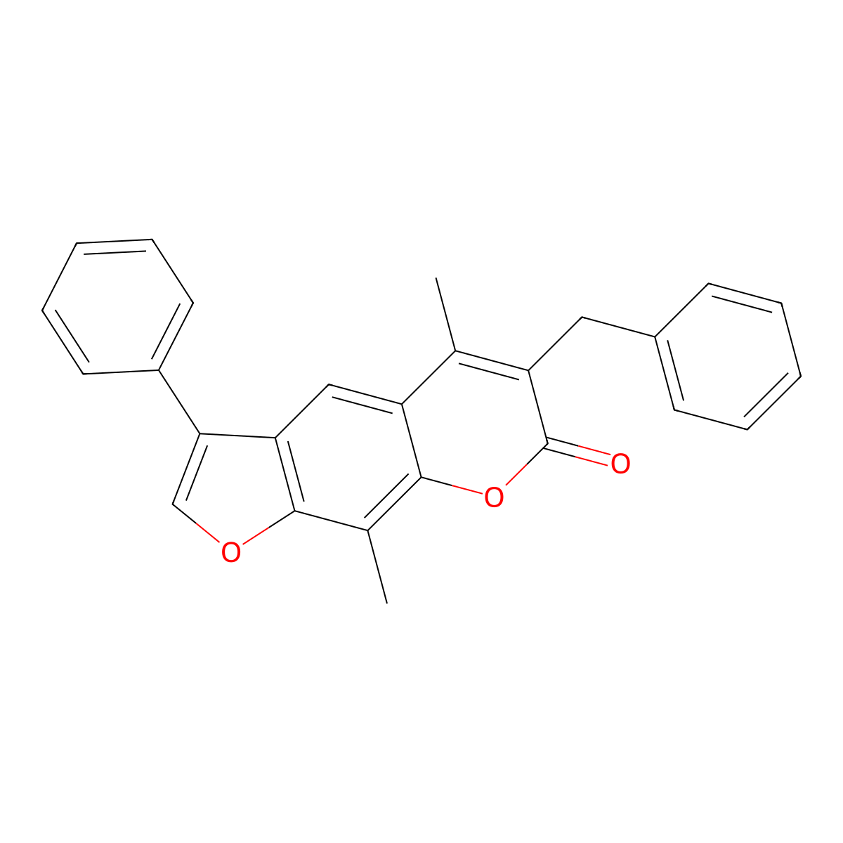 6-benzyl-5,9-dimethyl-3-phenyl-7H-furo[3,2-g]chromen-7-one molecular structure, CAS 374704-65-1