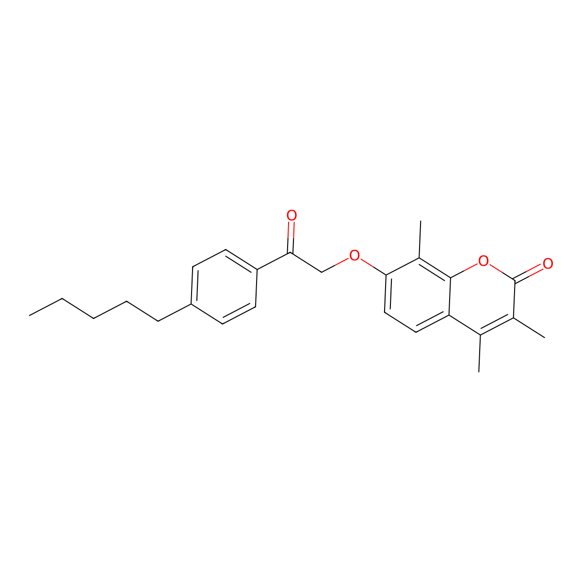 3,4,8-trimethyl-7-[2-oxo-2-(4-pentylphenyl)ethoxy]-2H-chromen-2-one molecular structure, CAS 374705-60-9