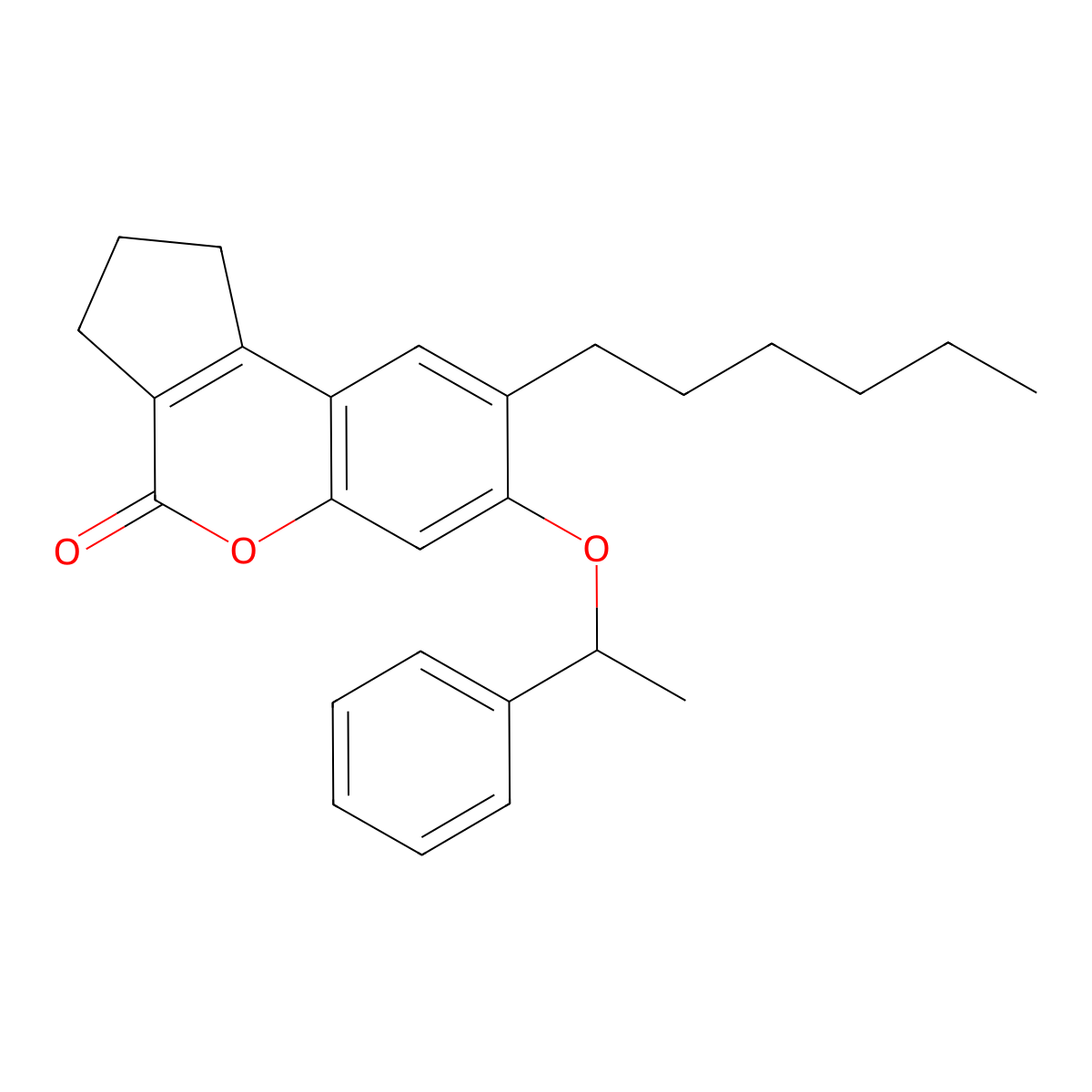 8-hexyl-7-(1-phenylethoxy)-2,3-dihydrocyclopenta[c]chromen-4(1H)-one molecular structure, CAS 374707-43-4