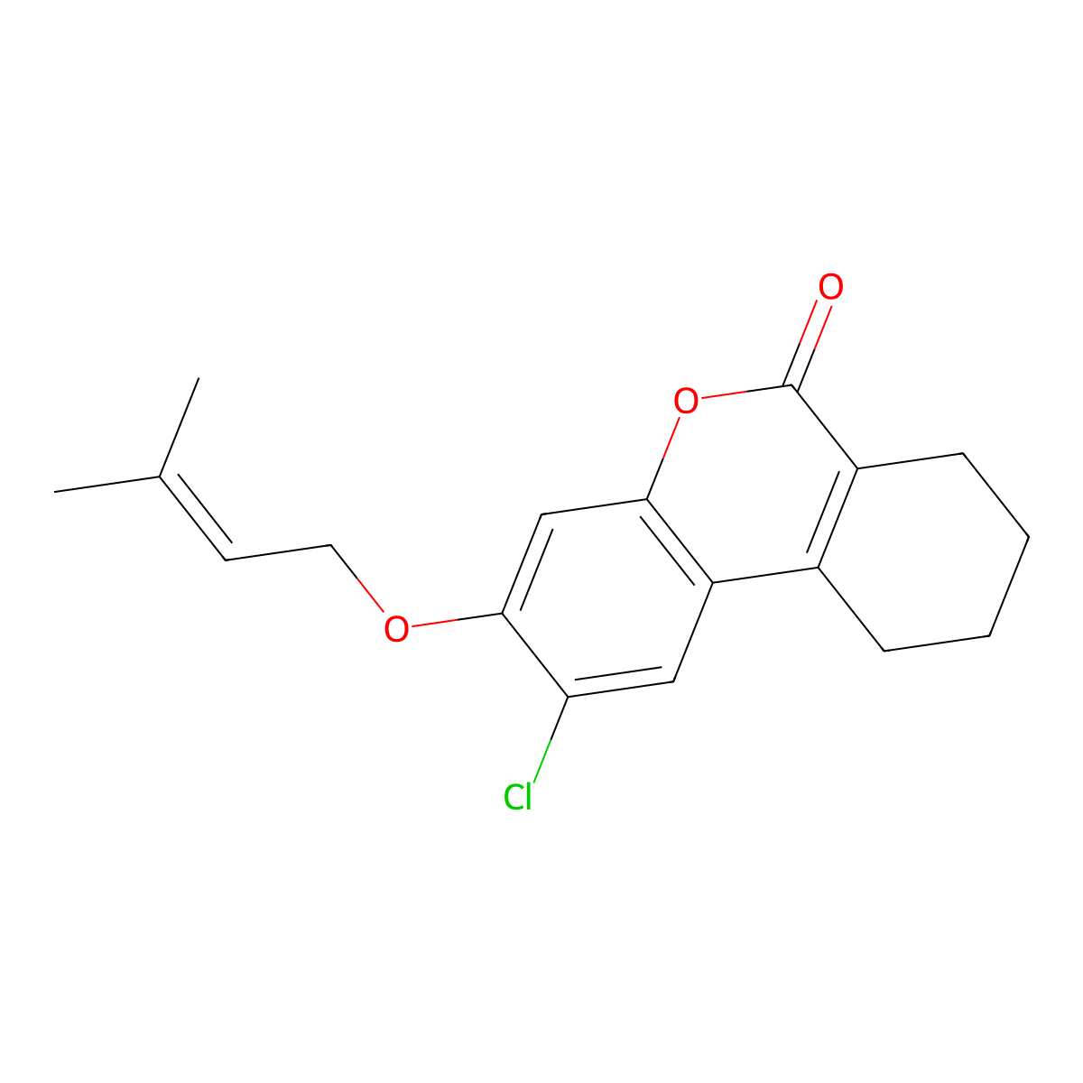 2-chloro-3-[(3-methyl-2-butenyl)oxy]-7,8,9,10-tetrahydro-6H-benzo[c]chromen-6-one molecular structure, CAS 374707-71-8