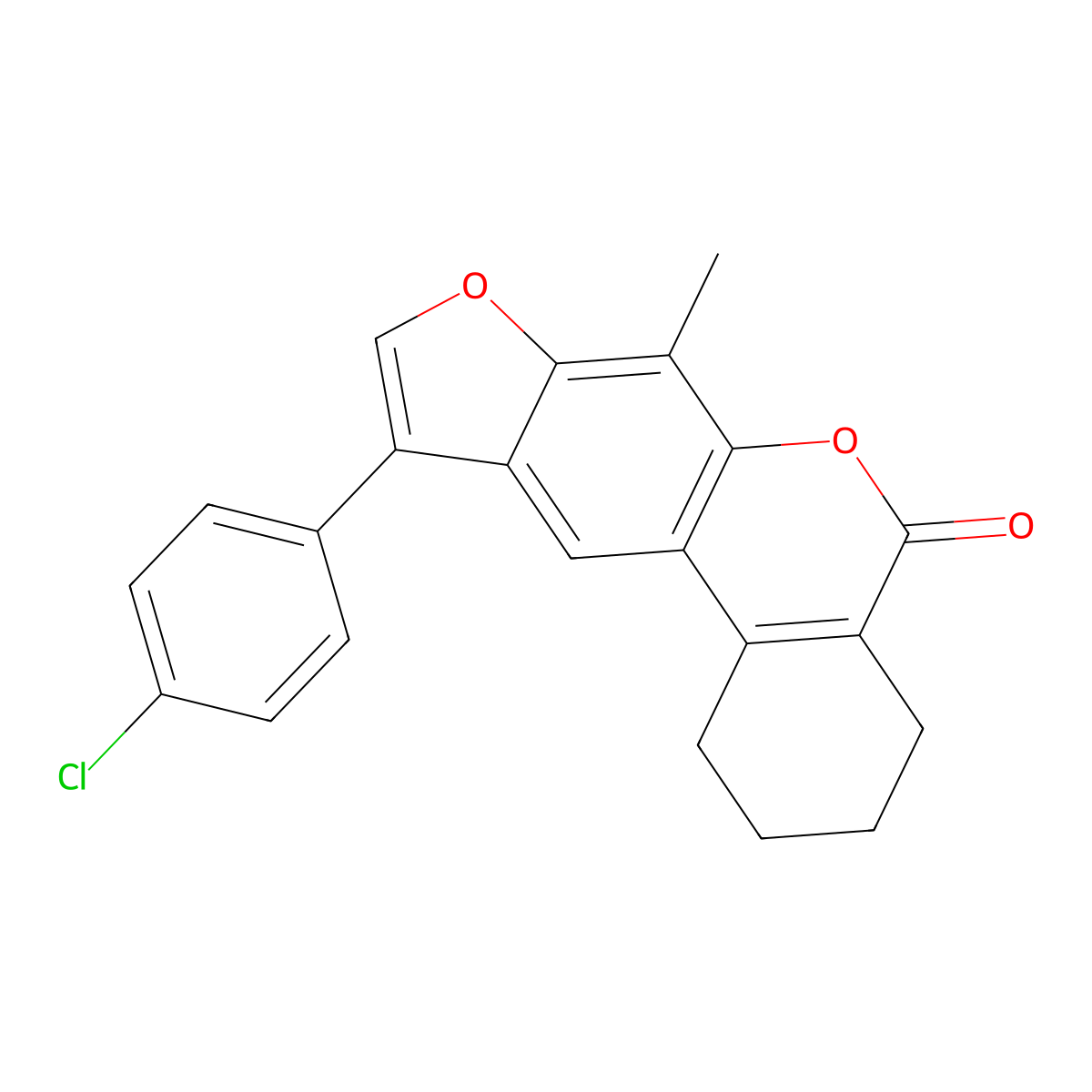 10-(4-chlorophenyl)-7-methyl-1,2,3,4-tetrahydro-5H-benzo[c]furo[3,2-g]chromen-5-one molecular structure, CAS 374708-26-6