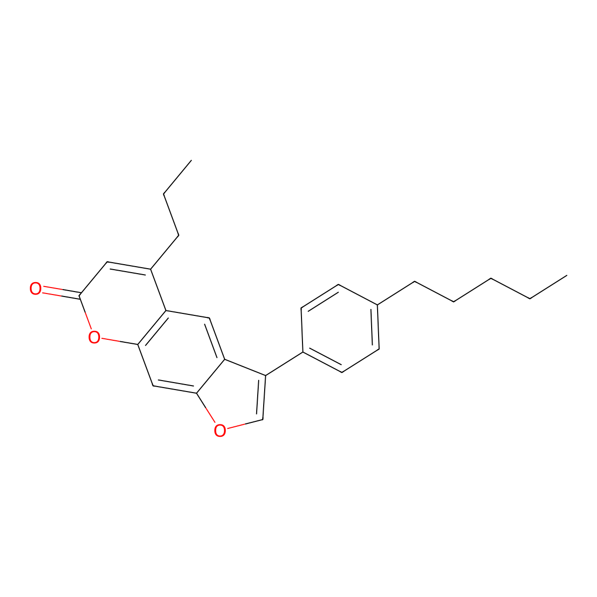 3-(4-pentylphenyl)-5-propyl-7H-furo[3,2-g]chromen-7-one molecular structure, CAS 374708-99-3