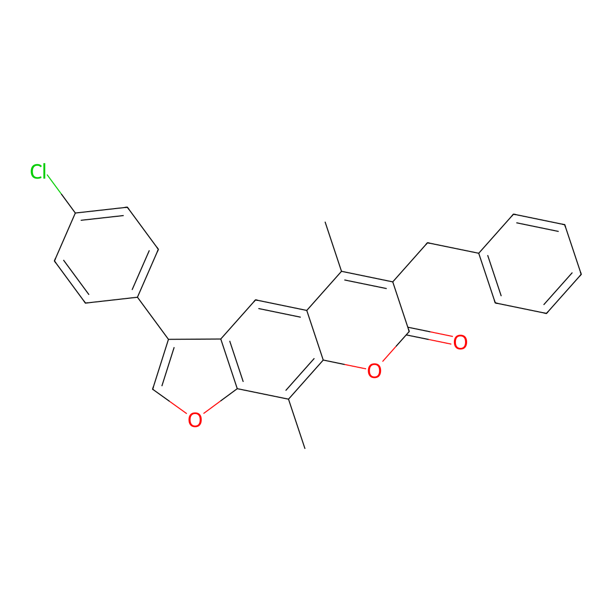 6-benzyl-3-(4-chlorophenyl)-5,9-dimethyl-7H-furo[3,2-g]chromen-7-one molecular structure, CAS 374709-37-2