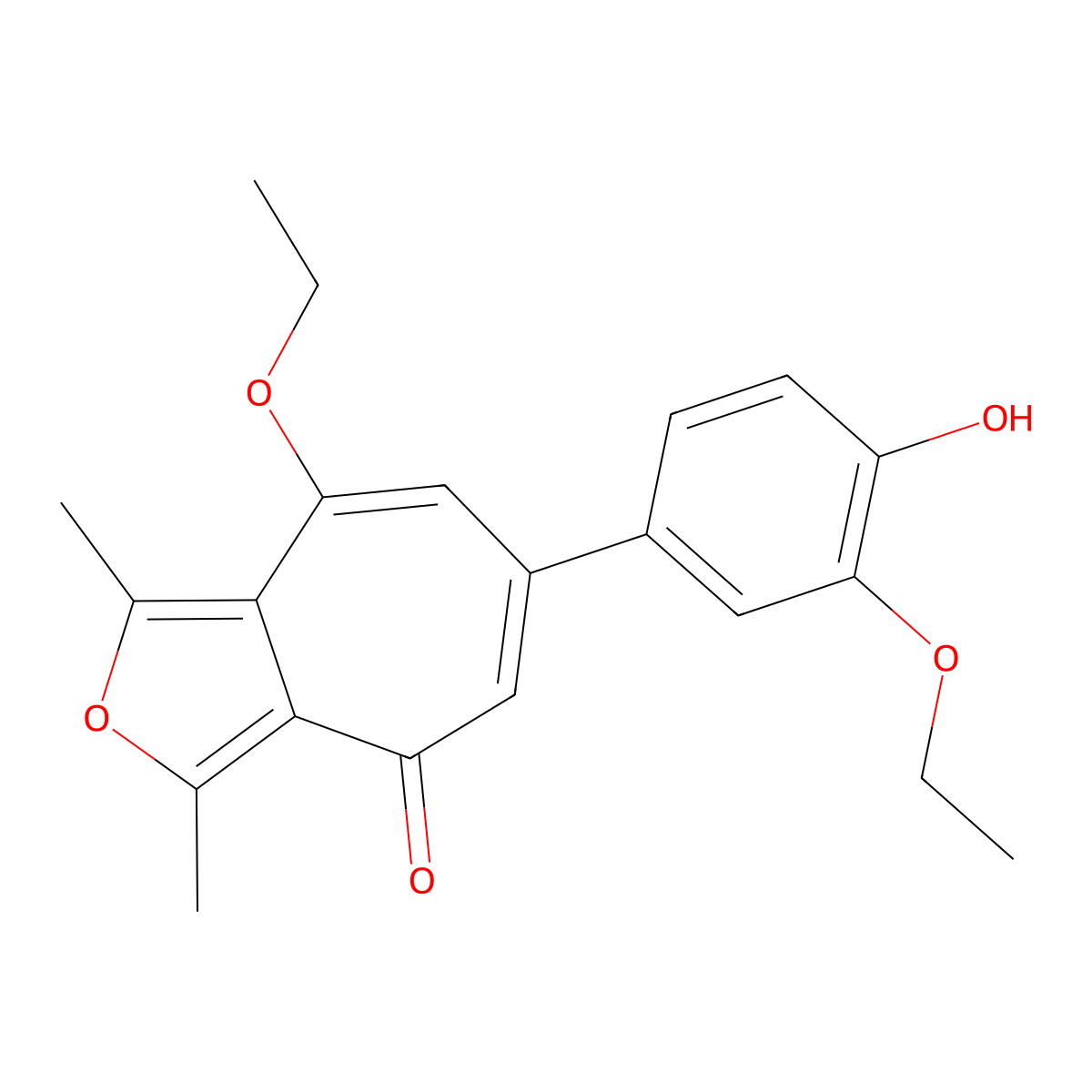 8-ethoxy-6-(3-ethoxy-4-hydroxyphenyl)-1,3-dimethyl-4H-cyclohepta[c]furan-4-one molecular structure, CAS 374709-39-4