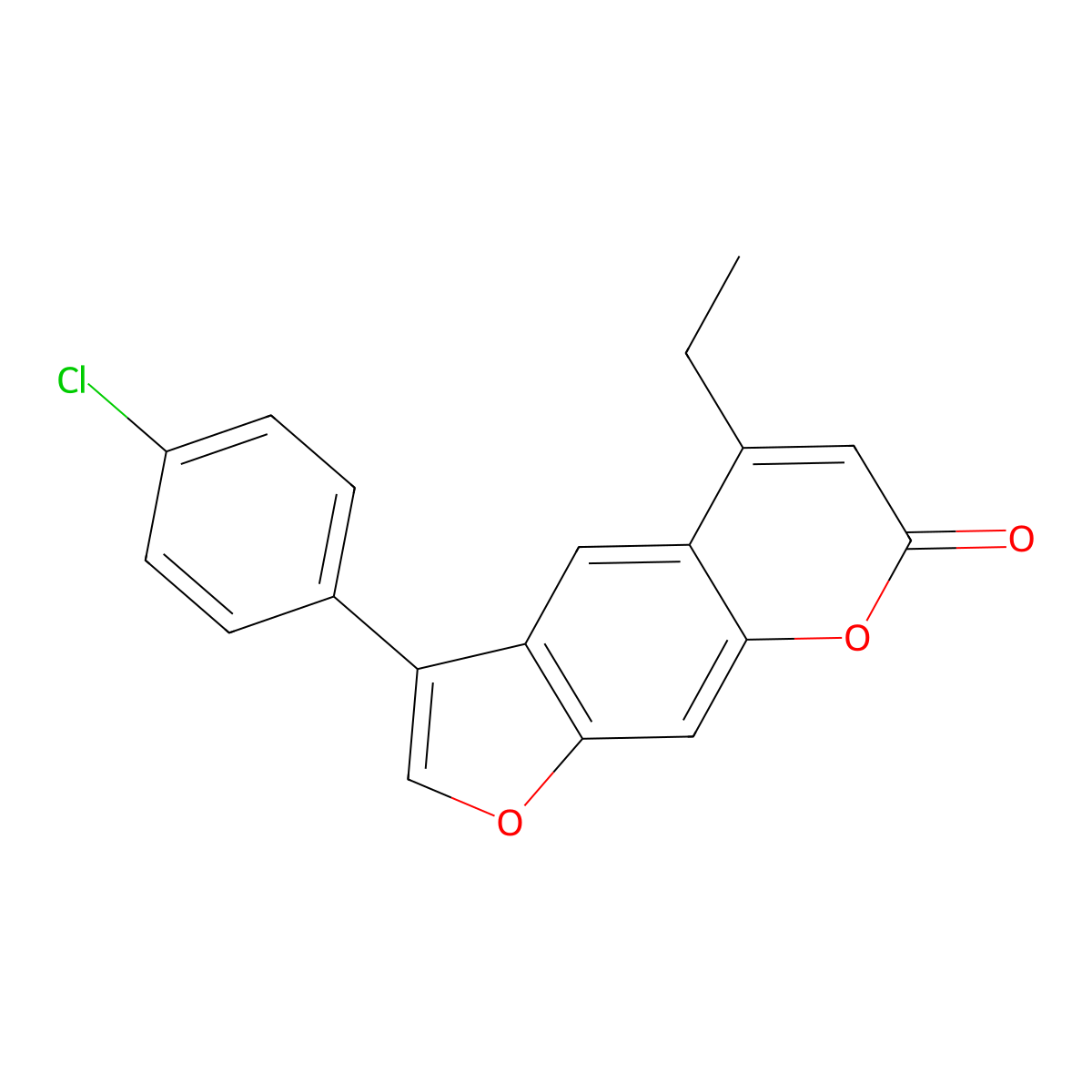 3-(4-chlorophenyl)-5-ethyl-7H-furo[3,2-g]chromen-7-one molecular structure, CAS 374709-75-8