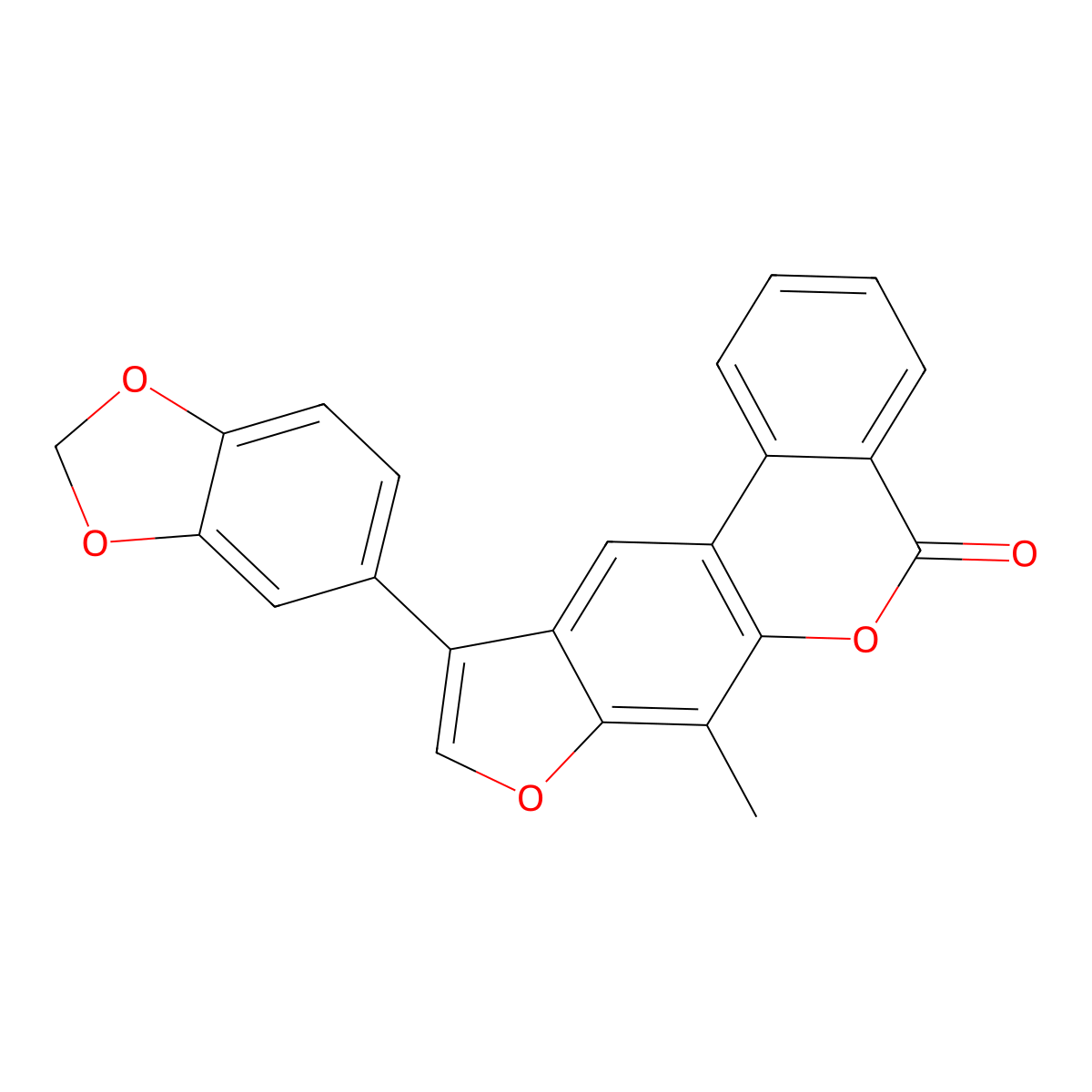 10-(1,3-benzodioxol-5-yl)-7-methyl-5H-benzo[c]furo[3,2-g]chromen-5-one molecular structure, CAS 374709-85-0