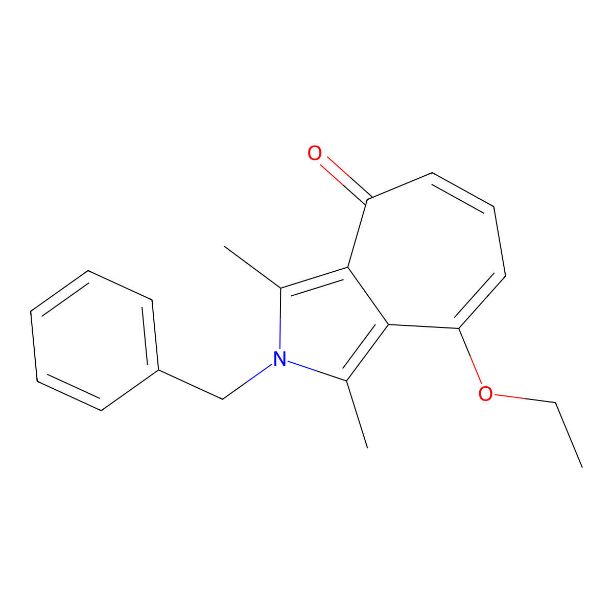 2-benzyl-8-ethoxy-1,3-dimethylcyclohepta[c]pyrrol-4(2H)-one molecular structure, CAS 374709-96-3