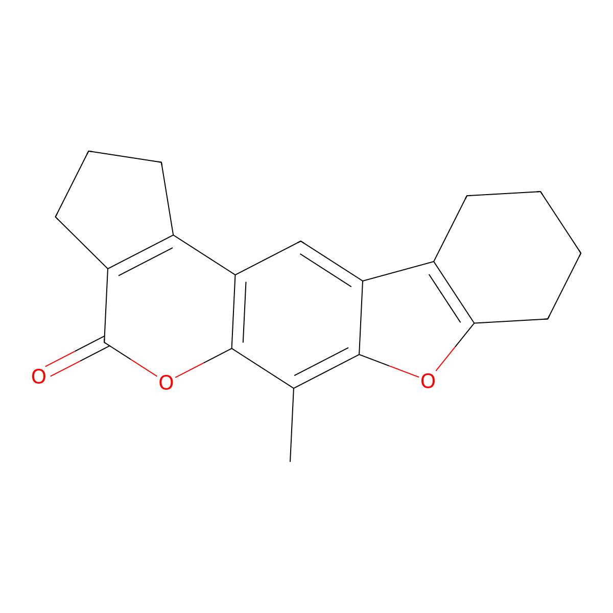 6-methyl-2,3,8,9,10,11-hexahydro[1]benzofuro[3,2-g]cyclopenta[c]chromen-4(1H)-one molecular structure, CAS 374710-14-2