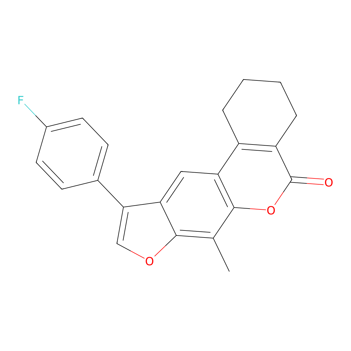 10-(4-fluorophenyl)-7-methyl-1,2,3,4-tetrahydro-5H-benzo[c]furo[3,2-g]chromen-5-one molecular structure, CAS 374710-33-5