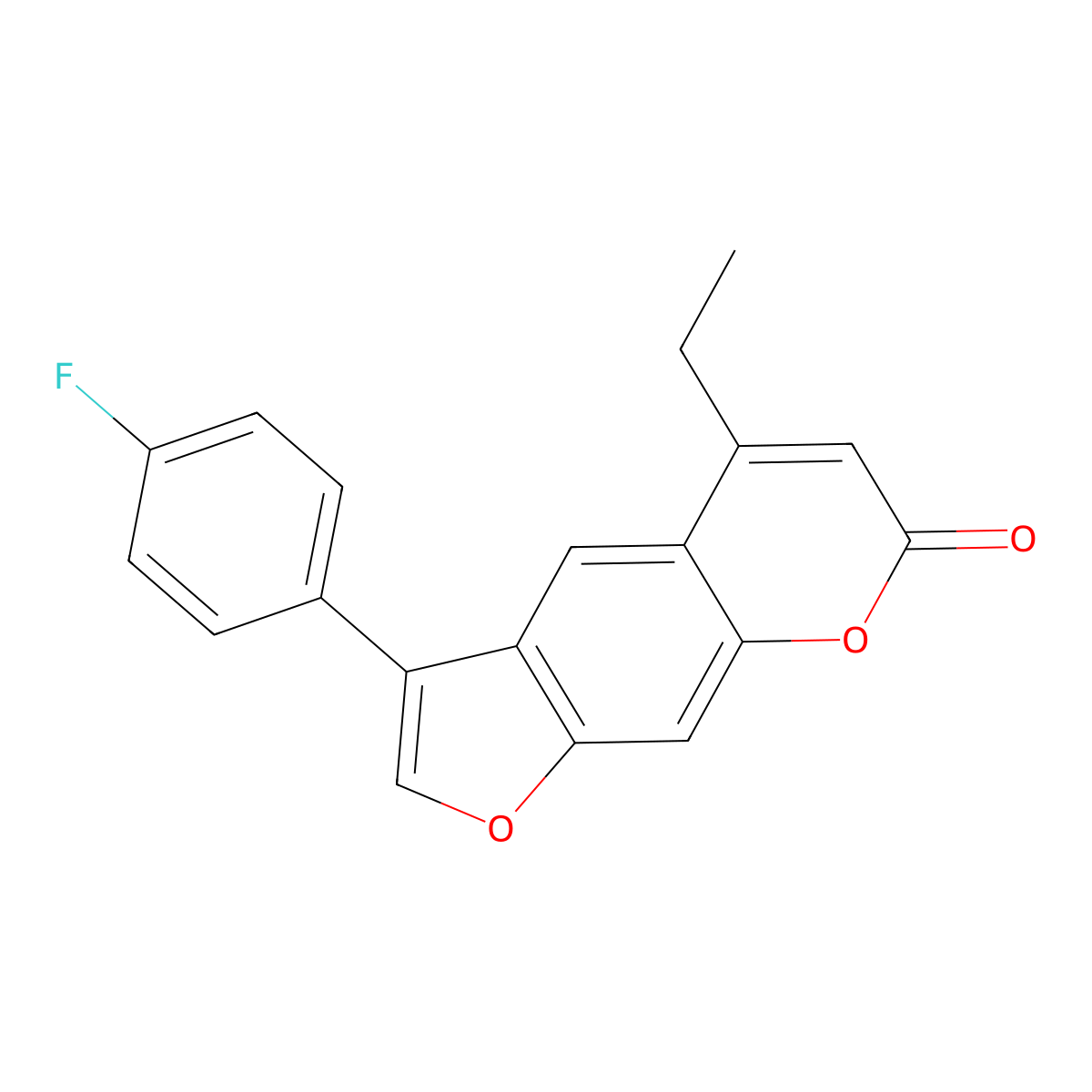 5-ethyl-3-(4-fluorophenyl)-7H-furo[3,2-g]chromen-7-one molecular structure, CAS 374710-35-7
