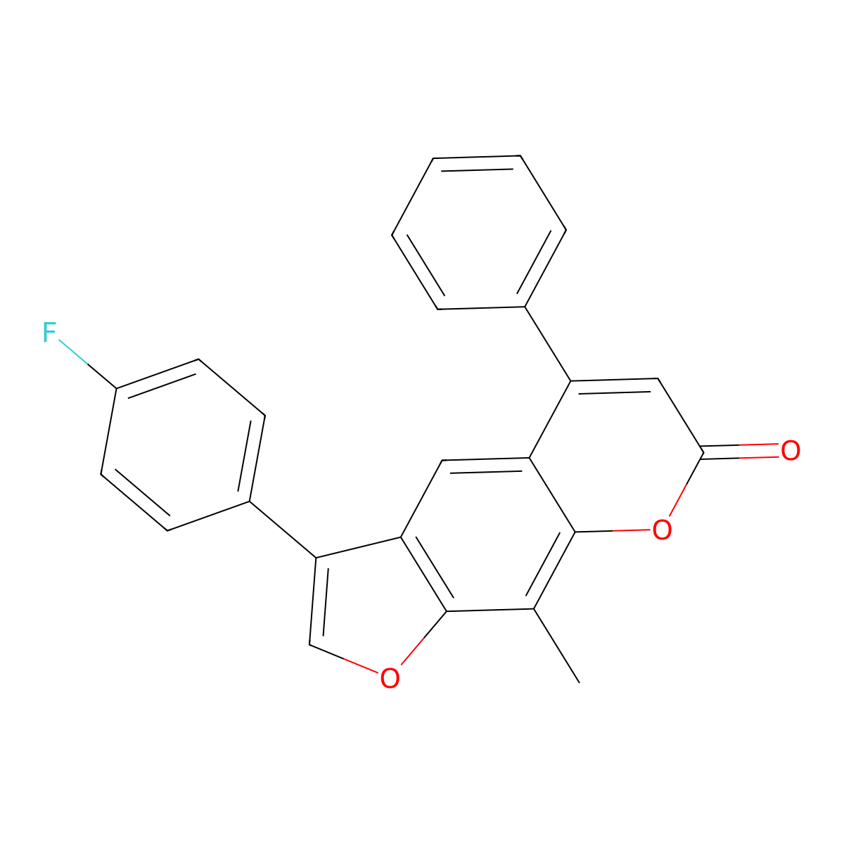 3-(4-fluorophenyl)-9-methyl-5-phenyl-7H-furo[3,2-g]chromen-7-one molecular structure, CAS 374710-60-8