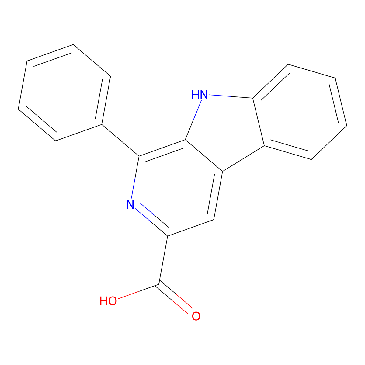 1-phenyl-9H-pyrido[3,4-b]indole-3-carboxylic acid molecular structure, CAS 374710-96-0