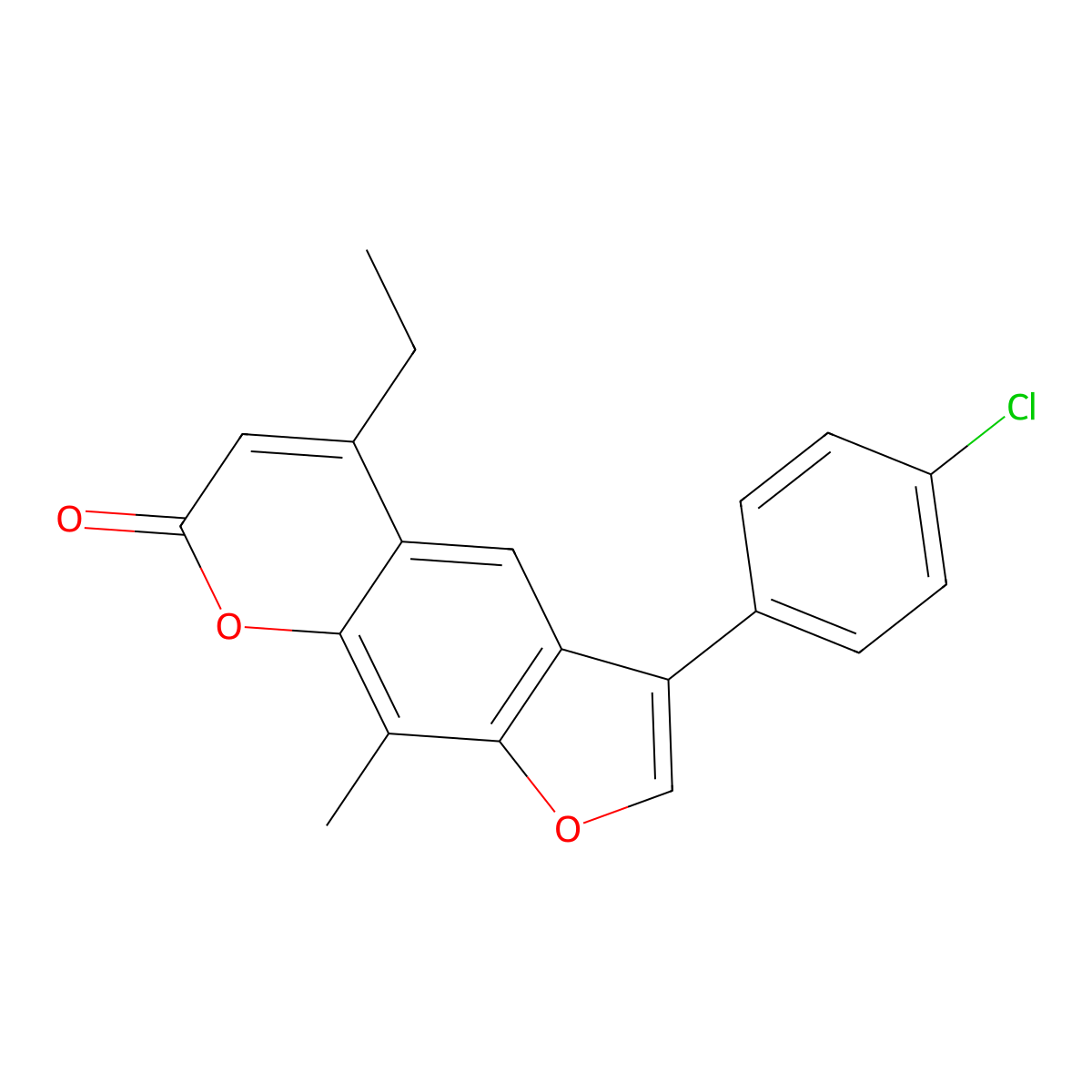 3-(4-chlorophenyl)-5-ethyl-9-methyl-7H-furo[3,2-g]chromen-7-one molecular structure, CAS 374711-12-3